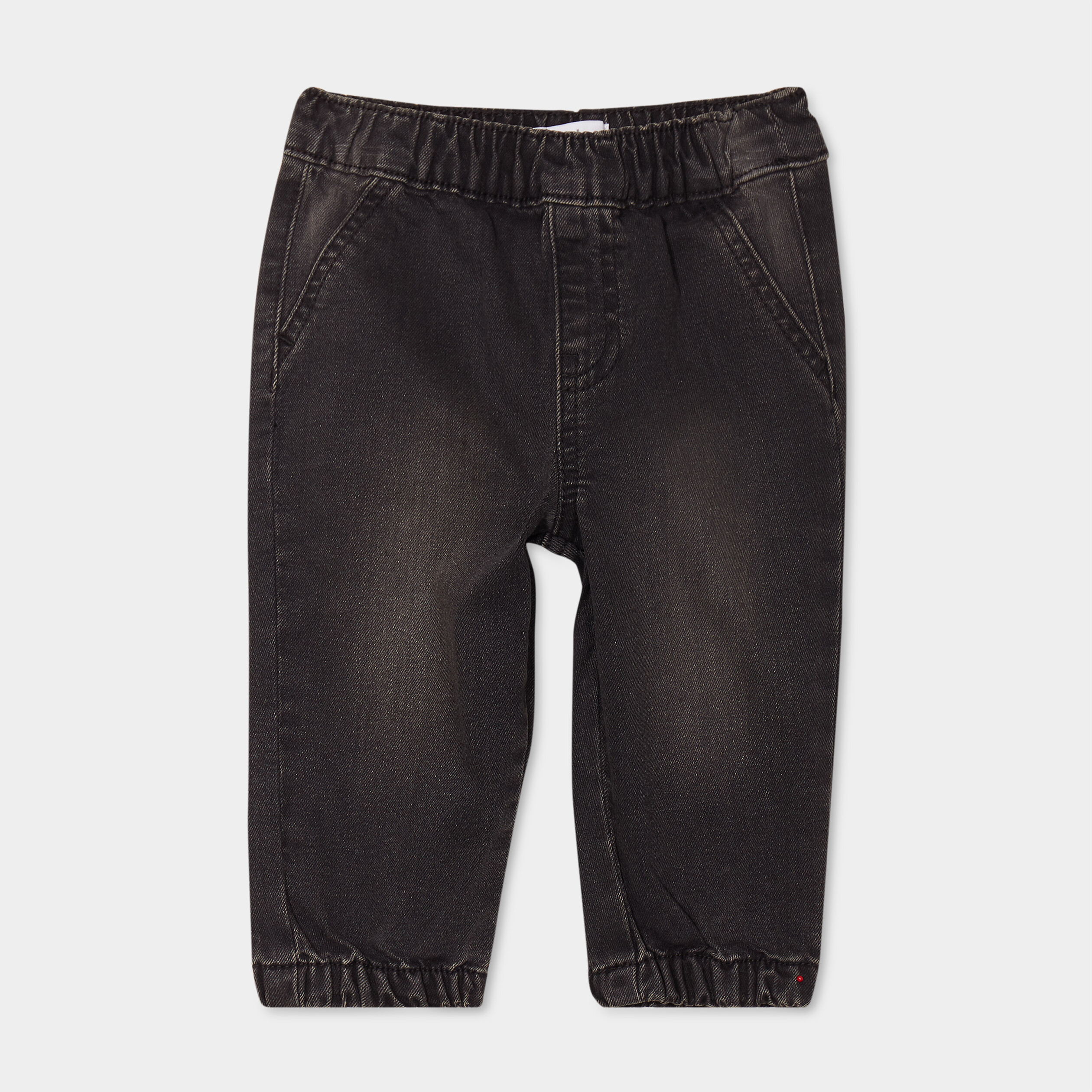 Jeans jogger bas &eacute;lastiqu&eacute; coton denim noir b&eacute;b&eacute; gar&ccedil;on
