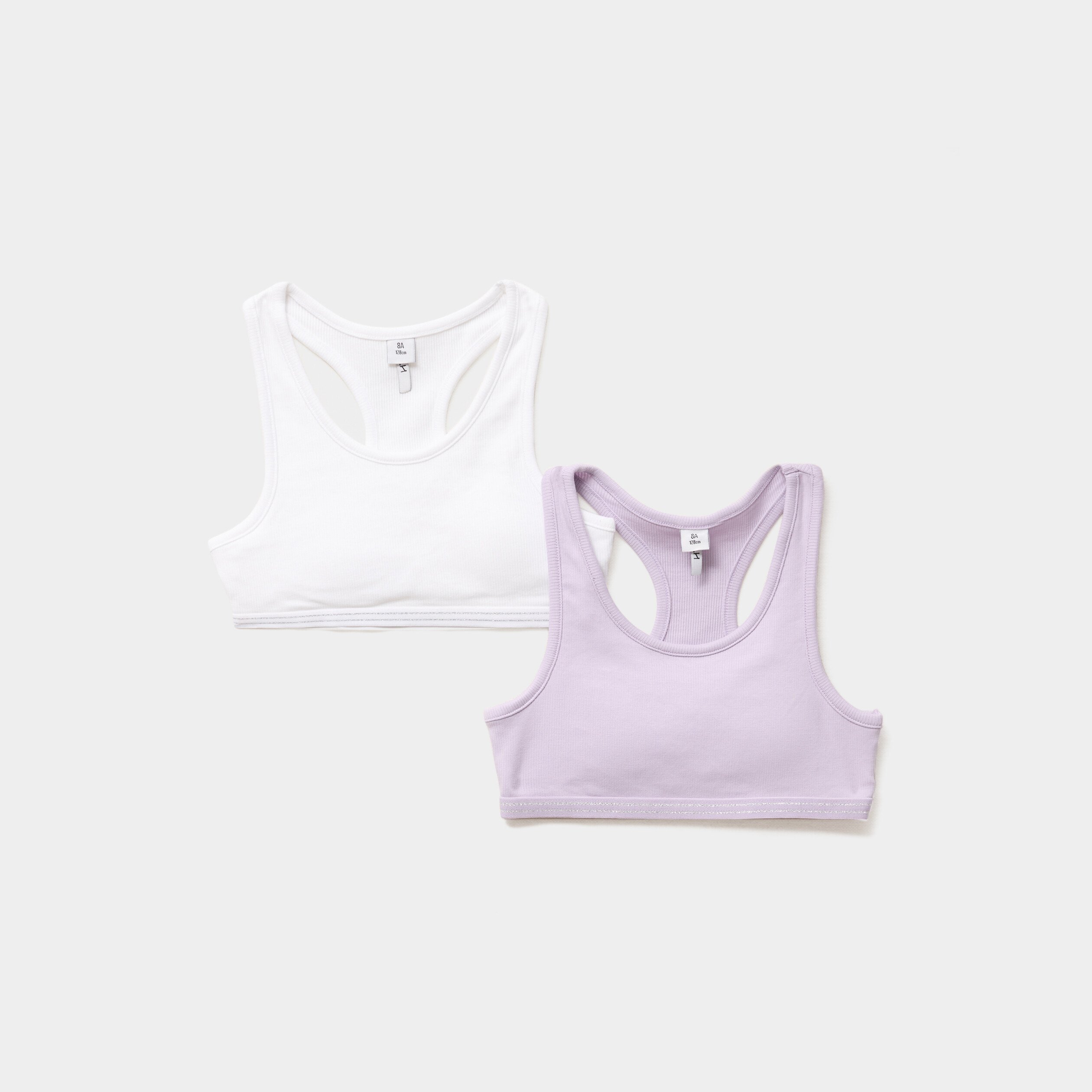 lot 2 brassieres effet cotele coton mauve fille Lot 2 brassières effet côtelé coton mauve fille
