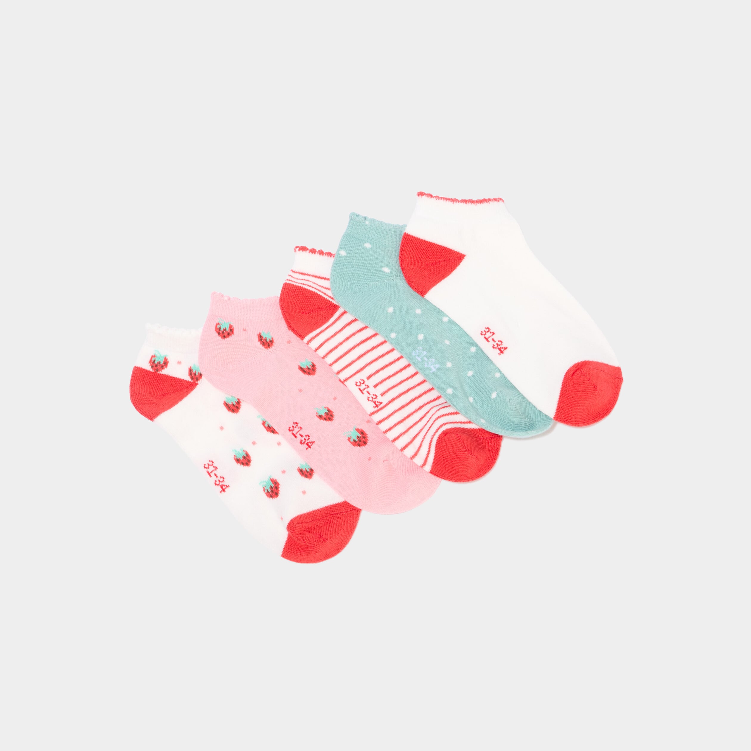 Lot 5 paires chaussettes invisibles multicolore fille