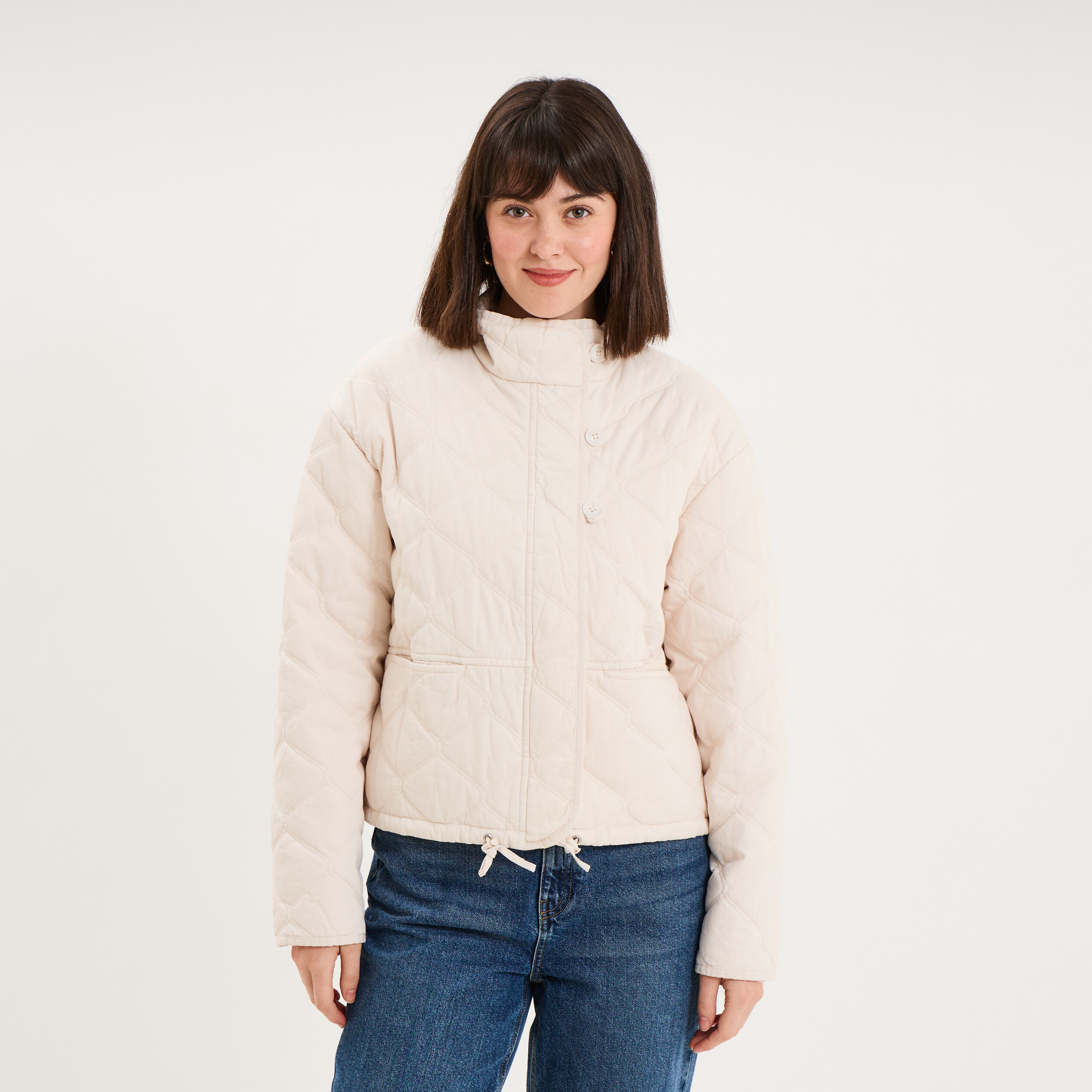 Veste matelass&eacute;e taille ajustable ivoire femme