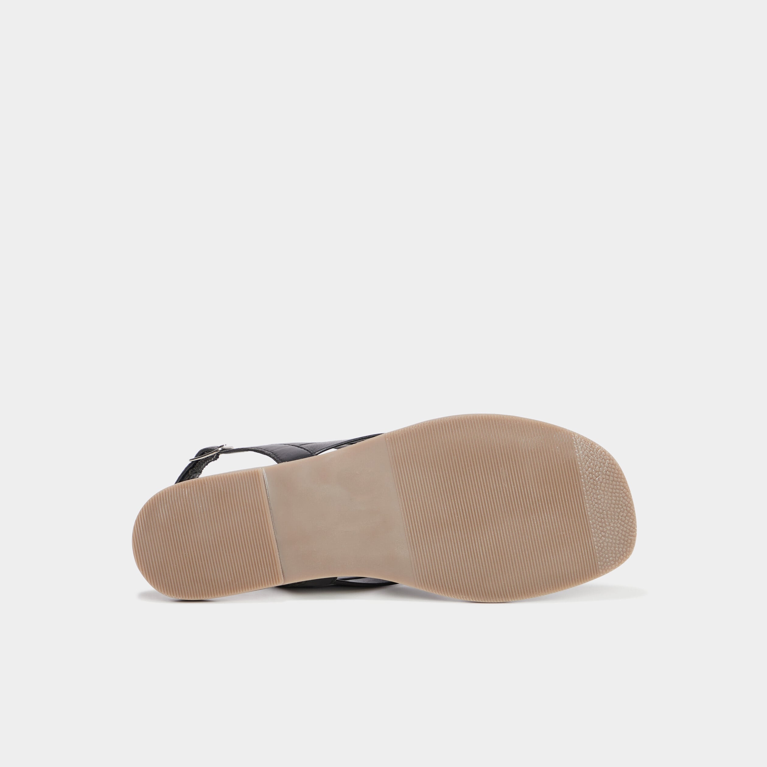 Sandales plates brides crois&eacute;es en cuir noir femme