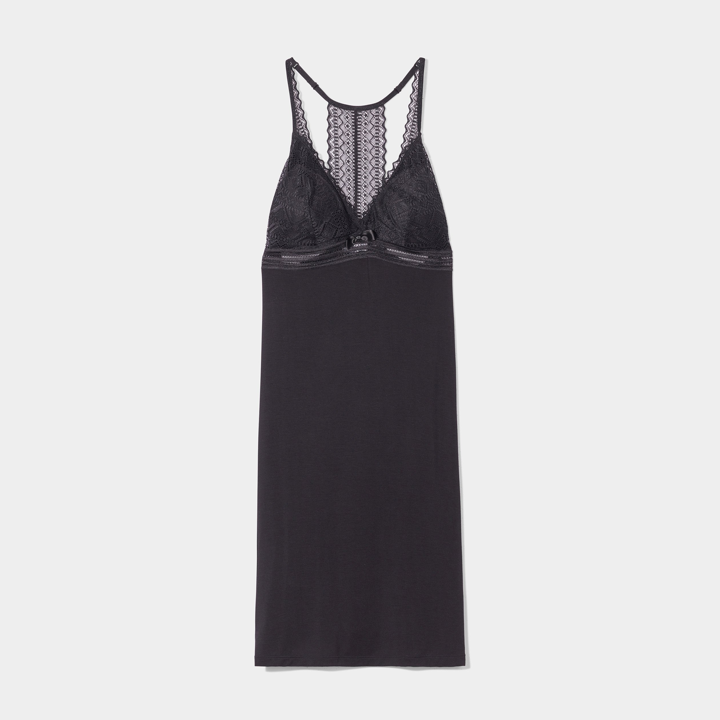 nuisette a bretelles fluide noir femme Nuisette à bretelles fluide noir femme