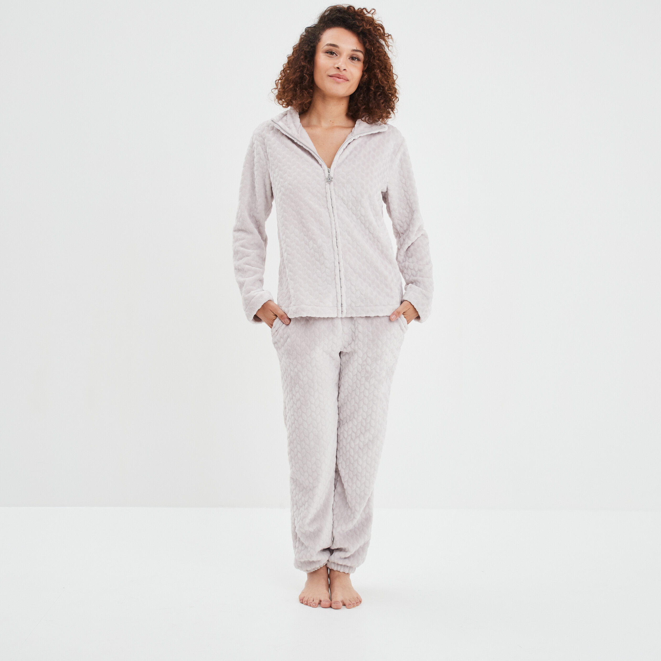 Pantalon de pyjama aspect matelassé rose pastel femme