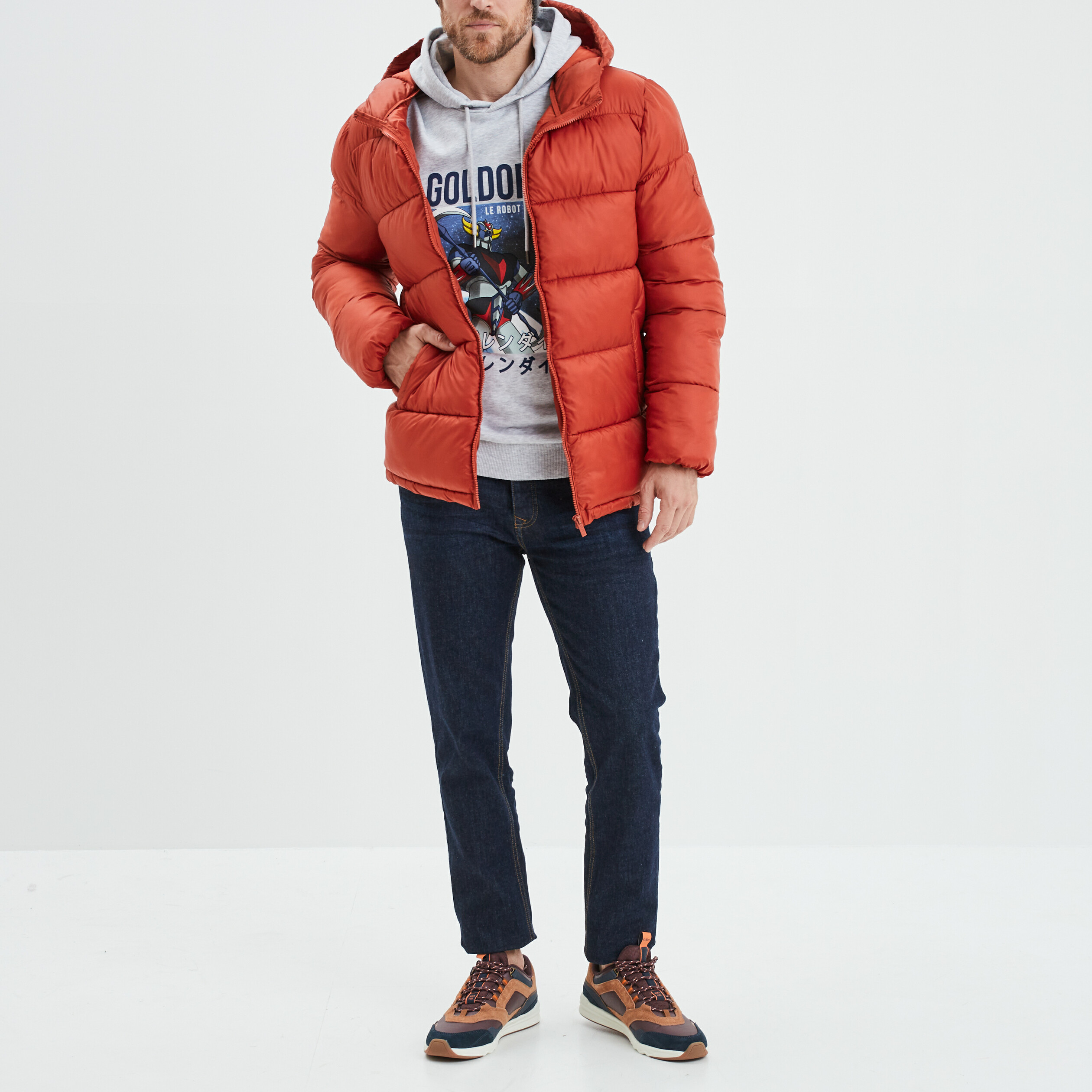 sweat a capuche hoodie goldorak gris homme Sweat à capuche hoodie Goldorak gris homme