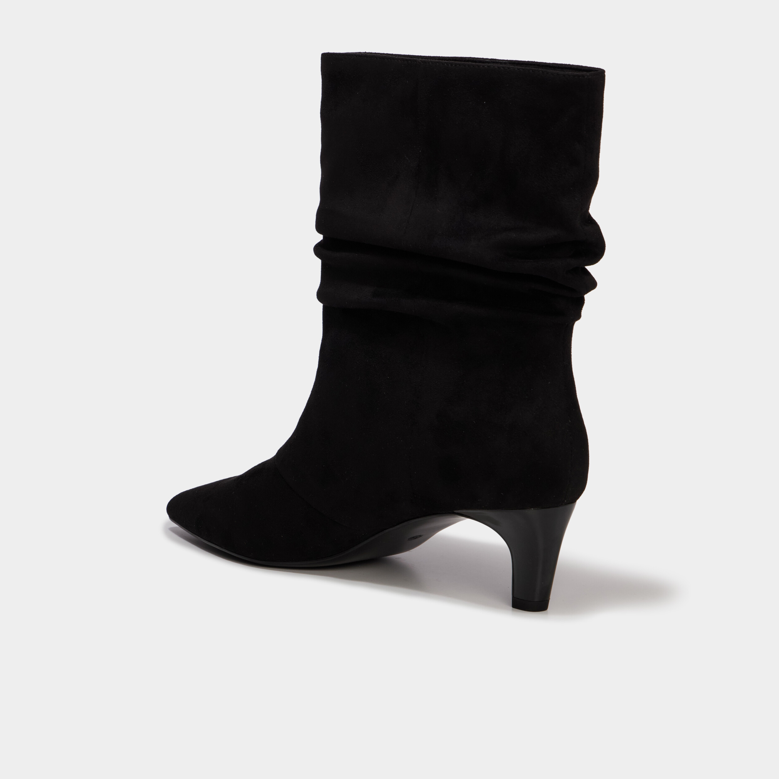 Bottines pliss&eacute;es talon kitten heel noir femme