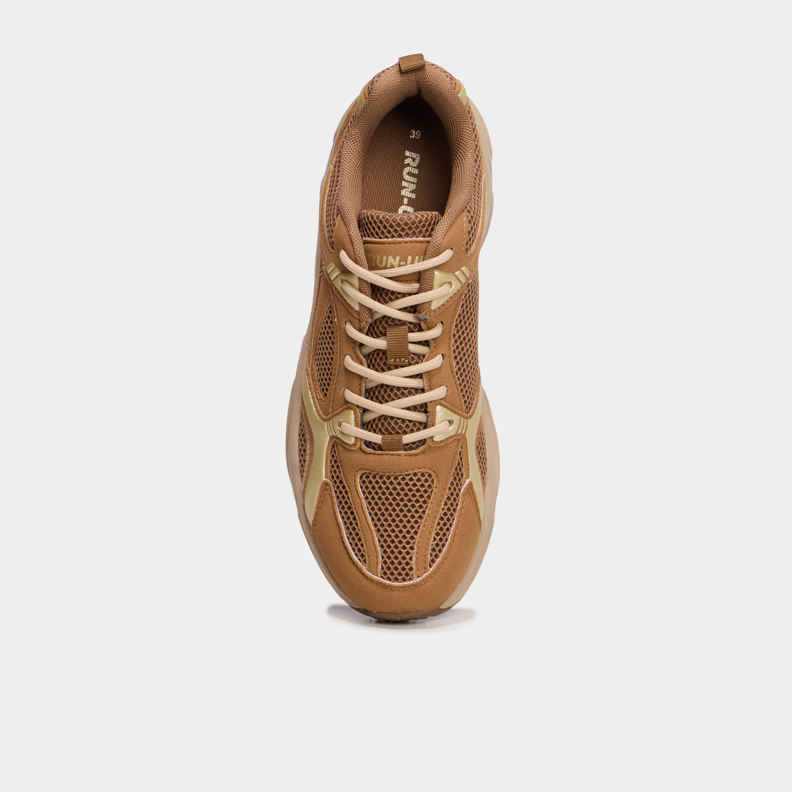 Baskets running &agrave; lacets marron femme