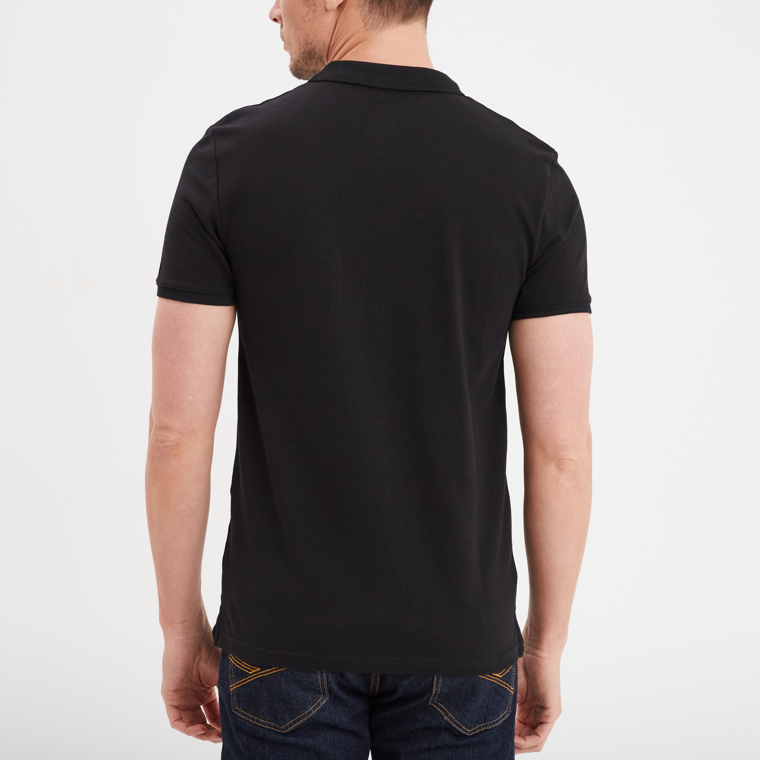 Polo en coton manches courtes noir homme