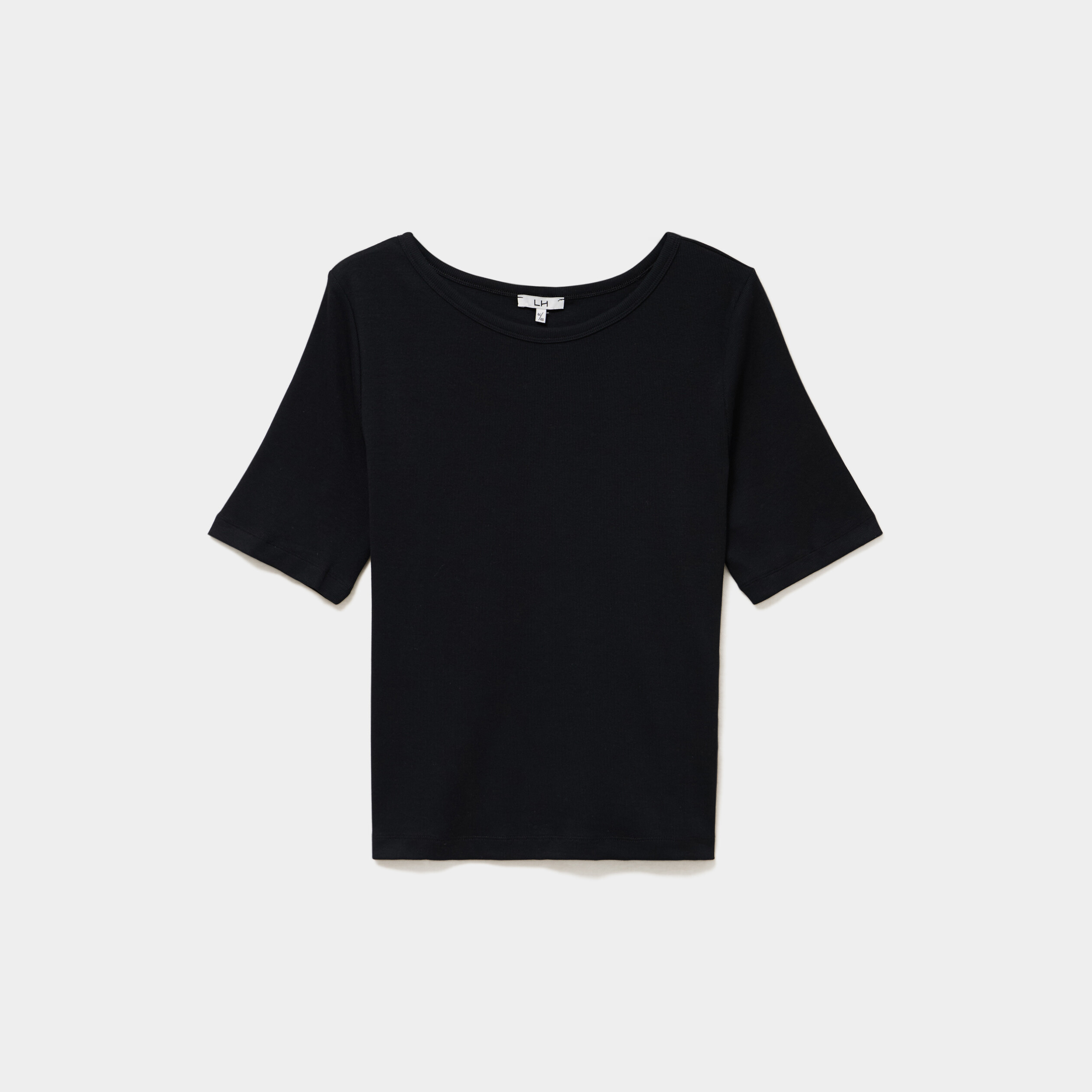 T-shirt ajust&eacute; col rond effet c&ocirc;tel&eacute; noir femme grande taille