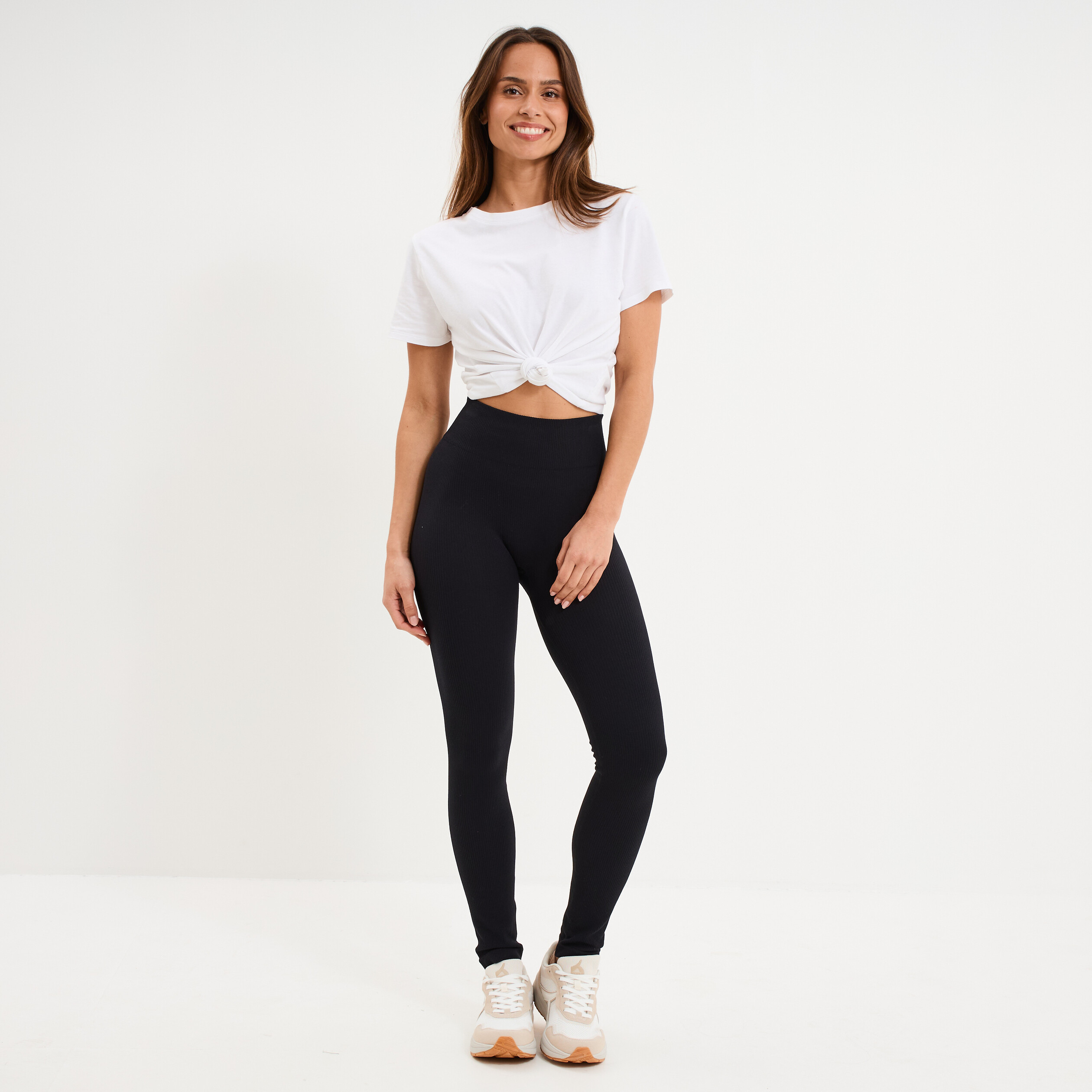 Legging de sport c&ocirc;tel&eacute; stretch noir femme