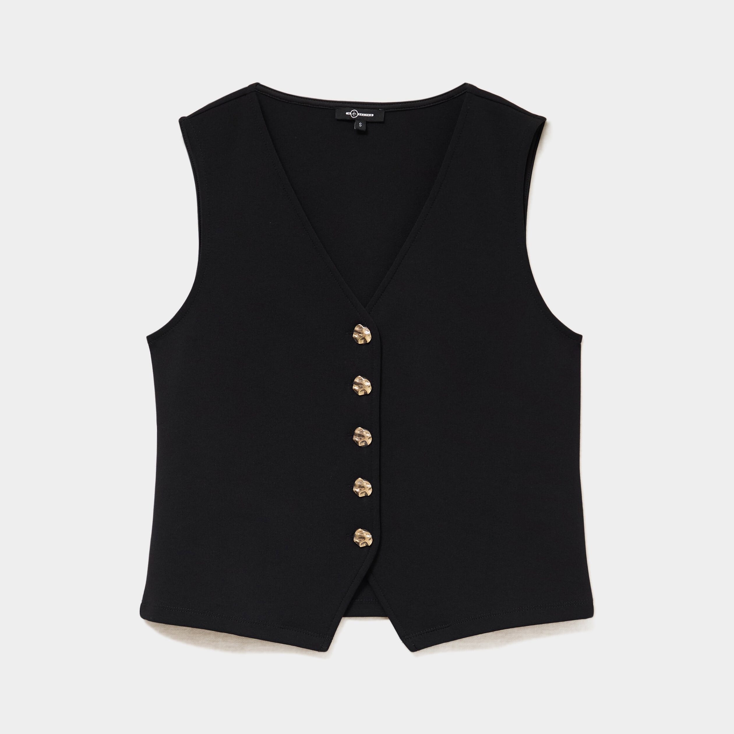 Gilet sans manches ajust&eacute; col en V noir femme