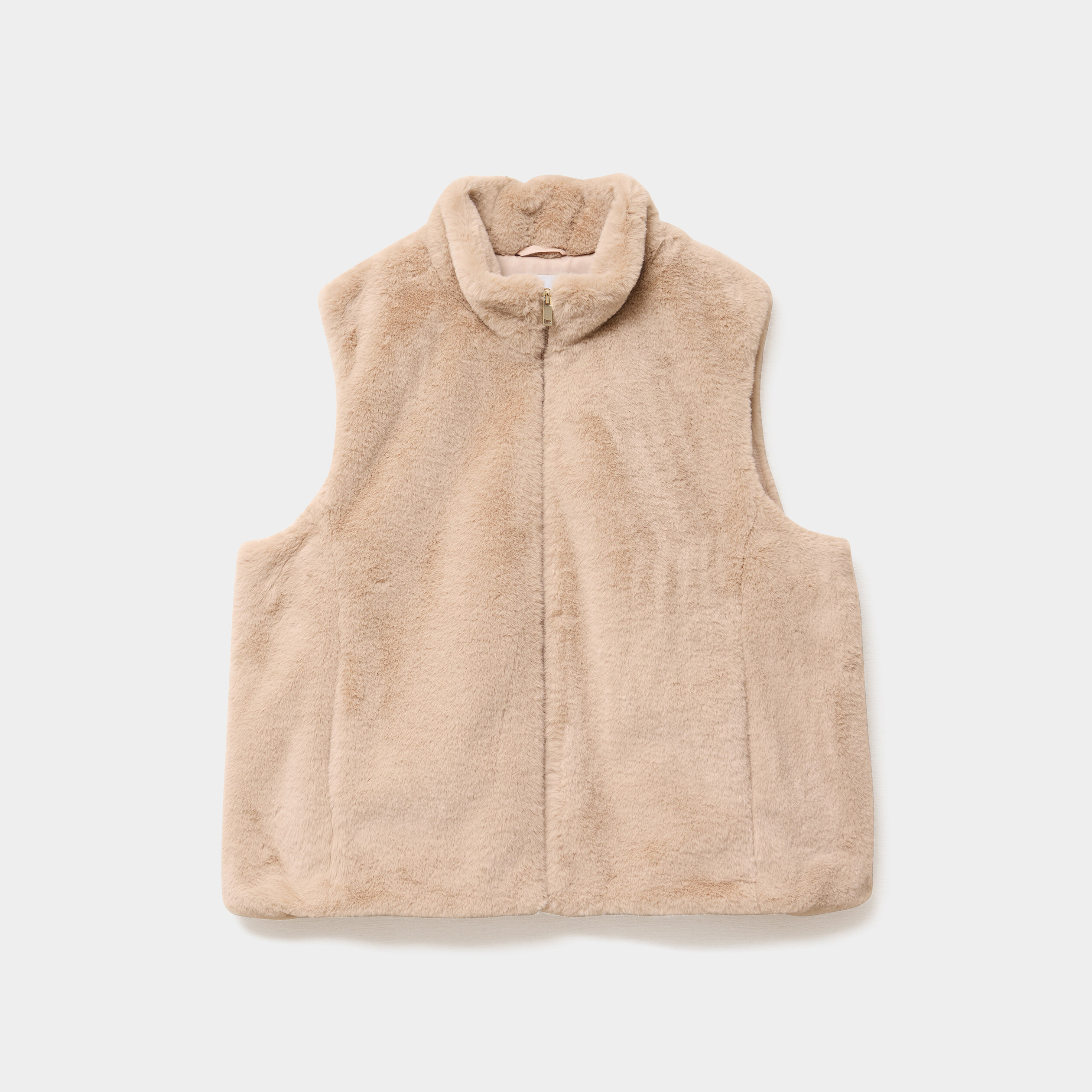 veste fausse fourrure sans manches beige femmegt Veste fausse fourrure sans manches beige femme grande taille