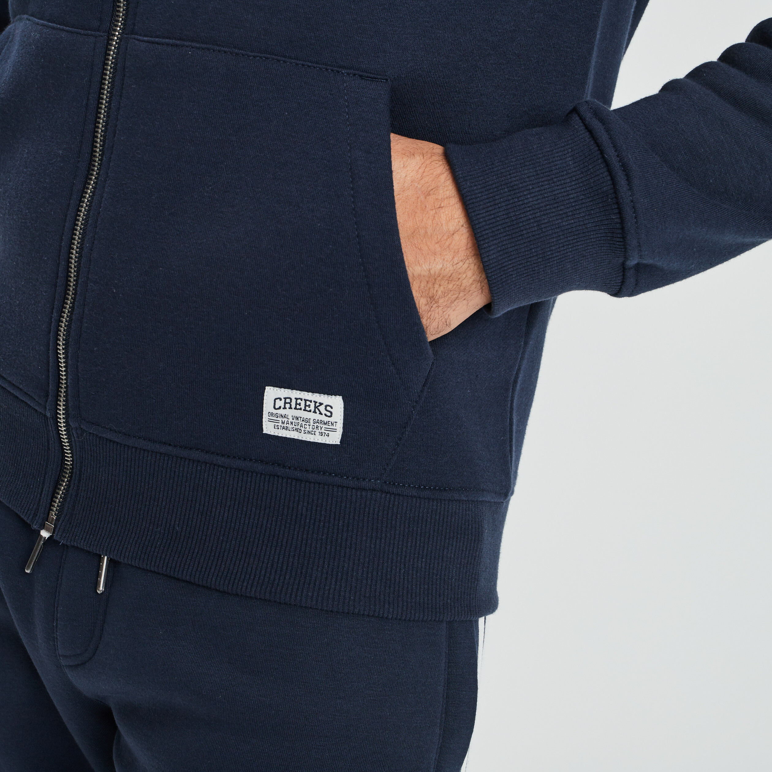 Sweat zippé à capuche Creeks bleu marine homme