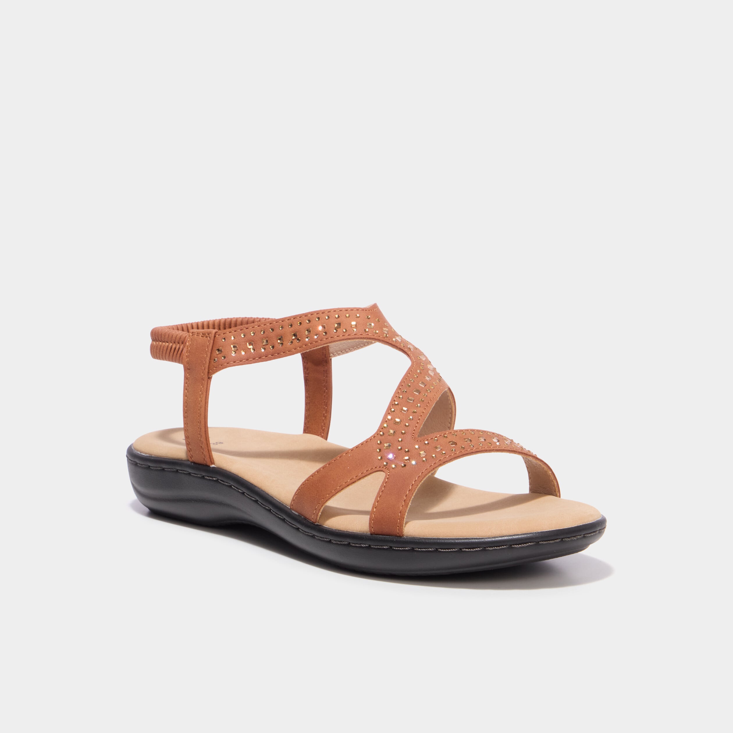 Sandales &agrave; strass marron femme