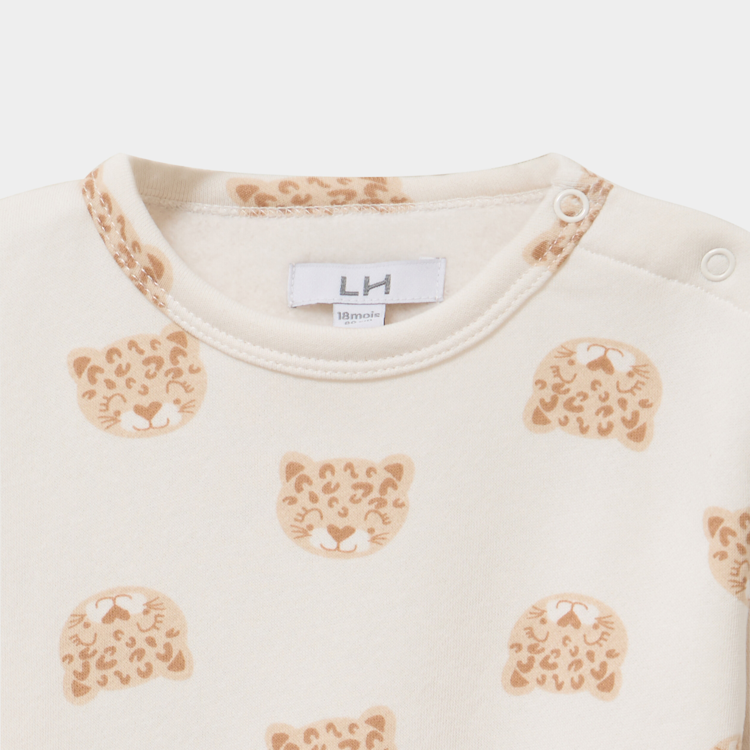 Sweat molletonn&eacute; manches longues ecru b&eacute;b&eacute; fille