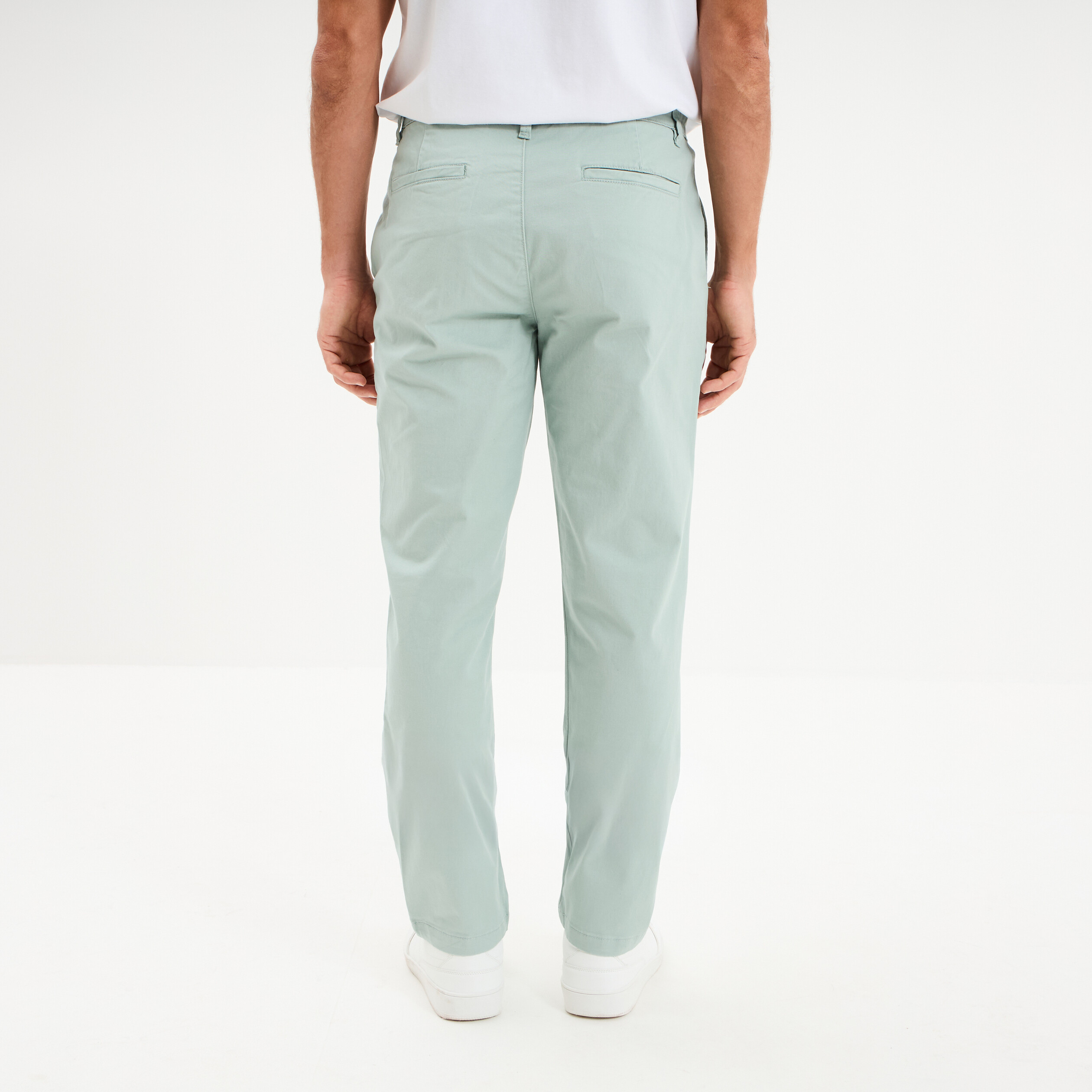 Pantalon chino droit stretch vert pastel homme