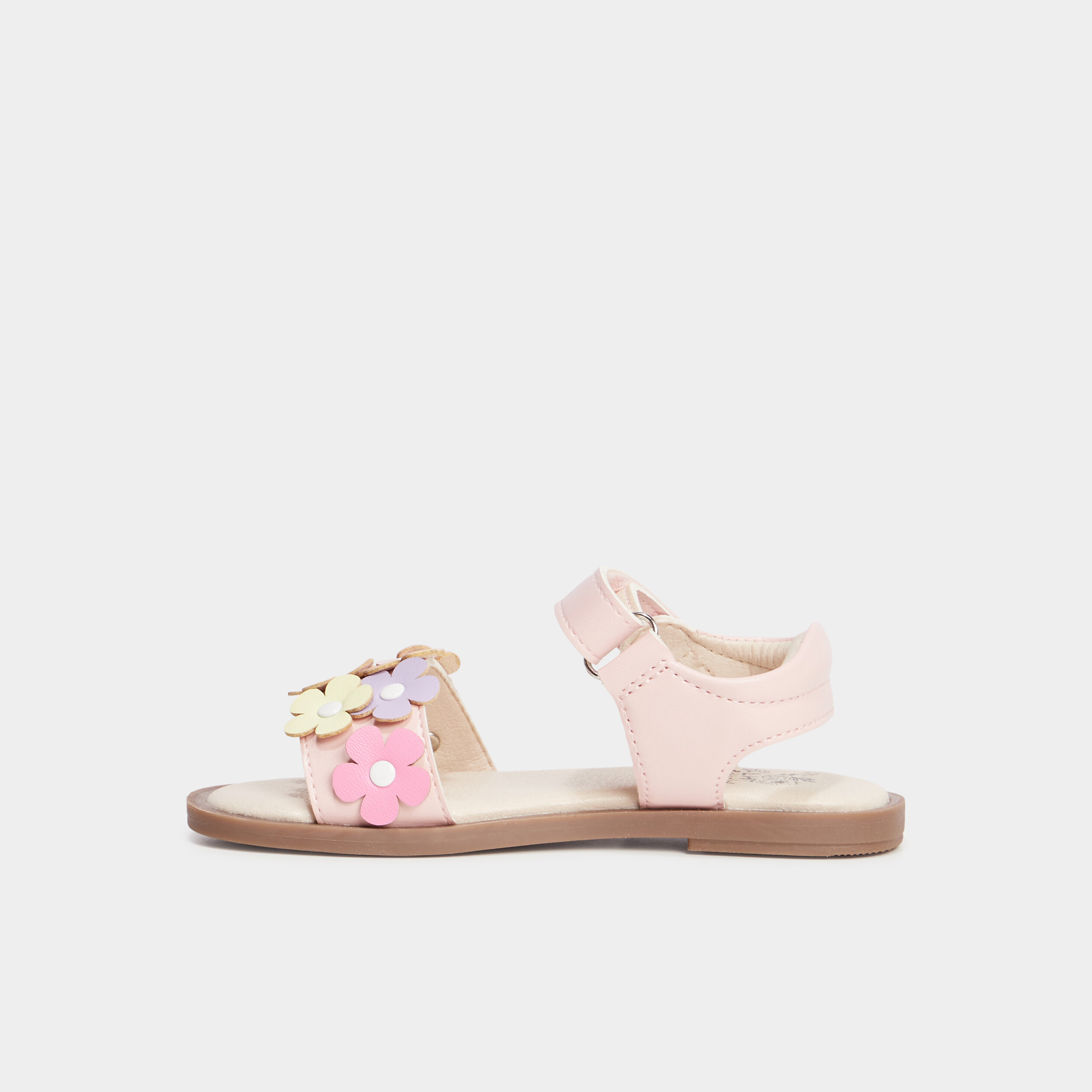 sandales plates avec fleurs rose fille Sandales plates avec fleurs rose fille