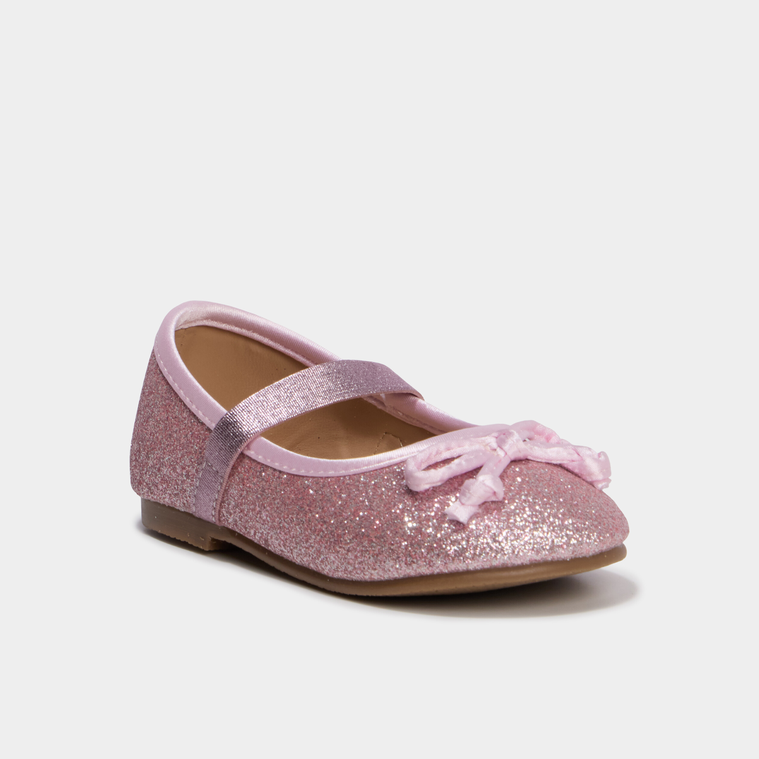 Ballerines &agrave; paillettes et noeuds rose b&eacute;b&eacute; fille
