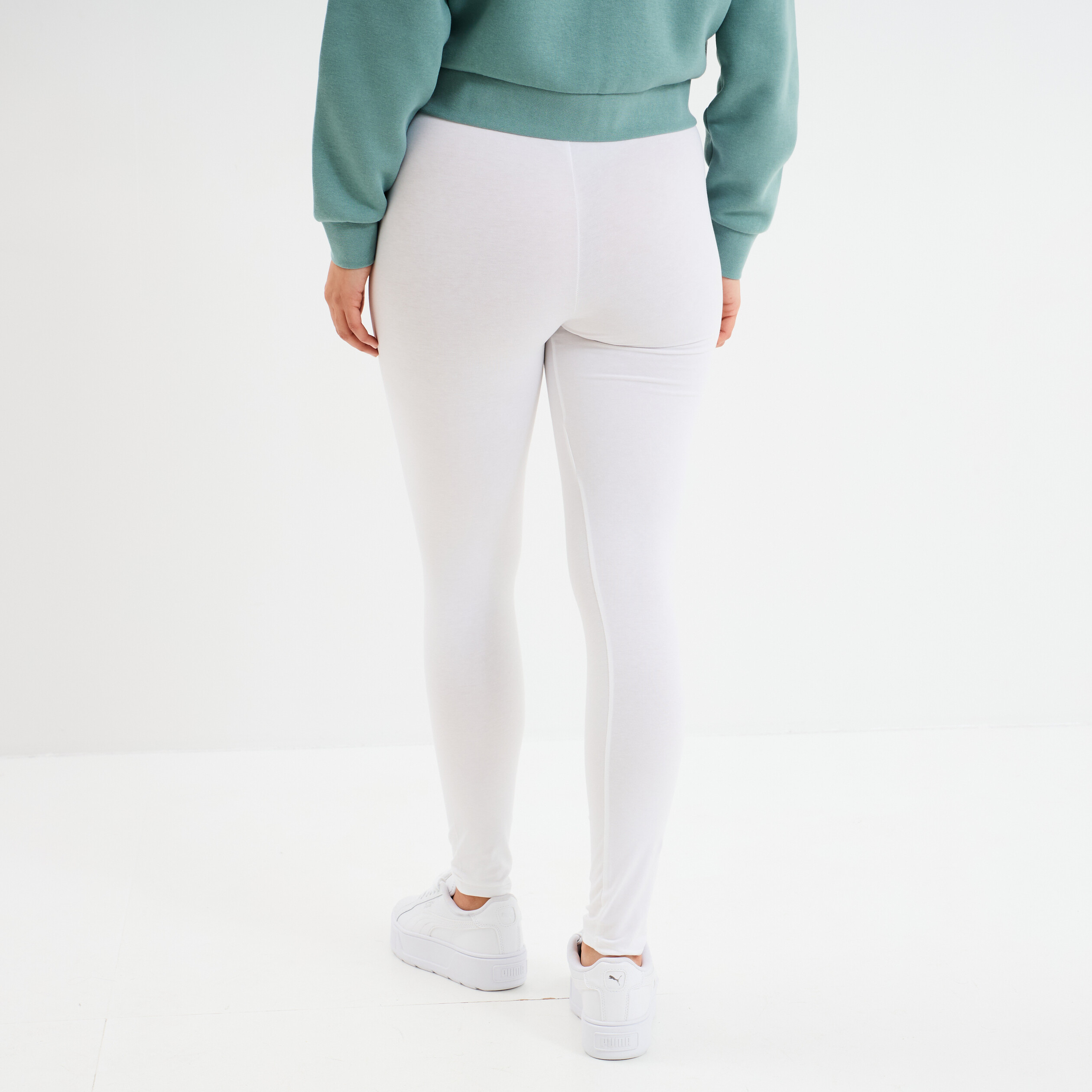 Legging taille haute blanc femme