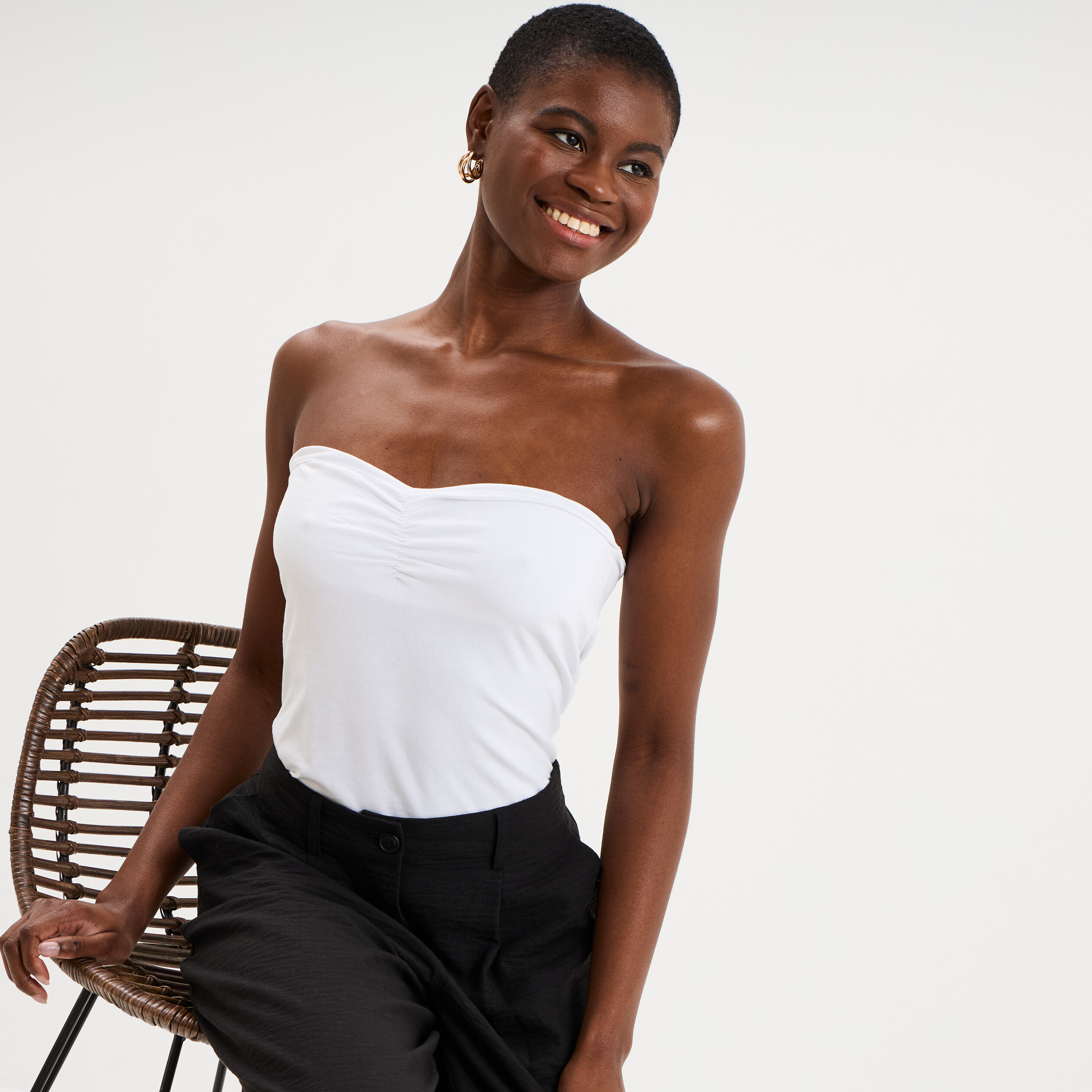 Bustier ajust&eacute; coton majoritaire blanc femme