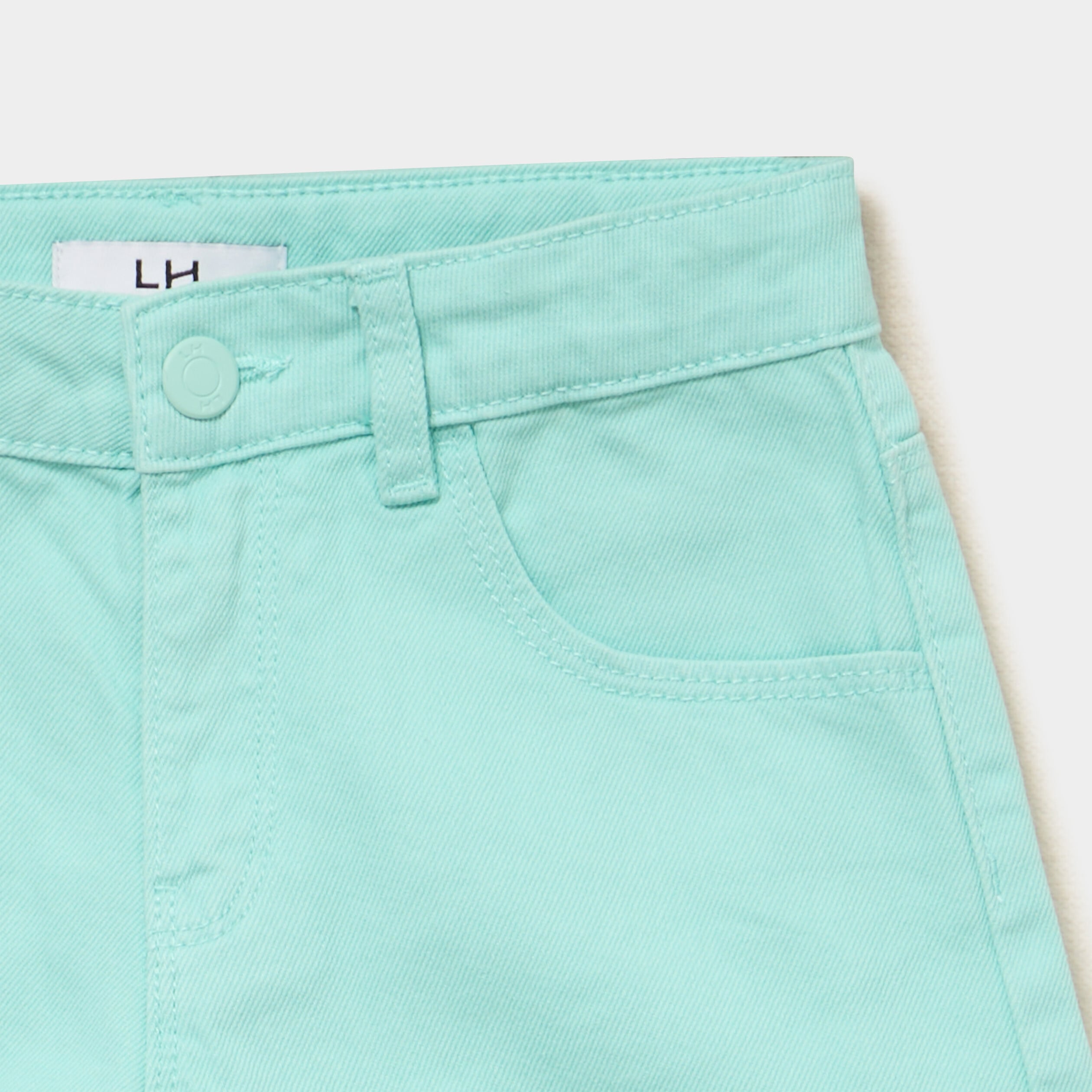 Short droit en coton taille ajustable vert clair fille