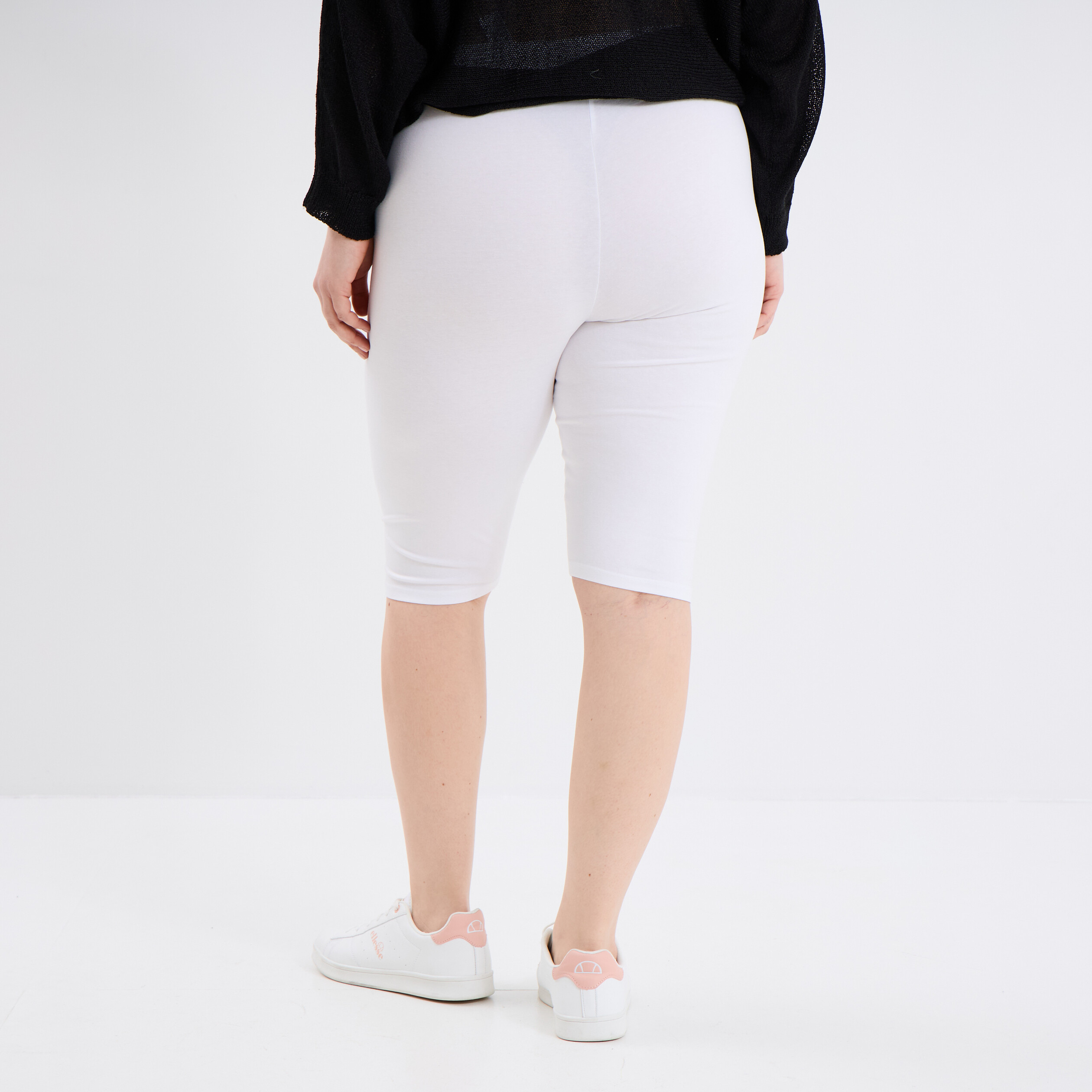 Short legging cycliste coton blanc femme grande taille