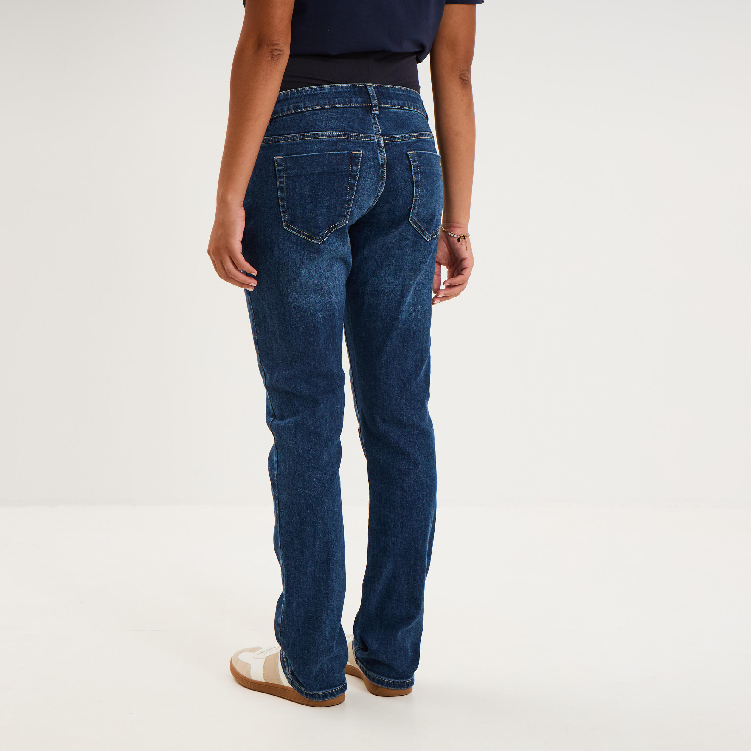 Jeans grossesse droit avec bandeau denim stone femme maternit&eacute;