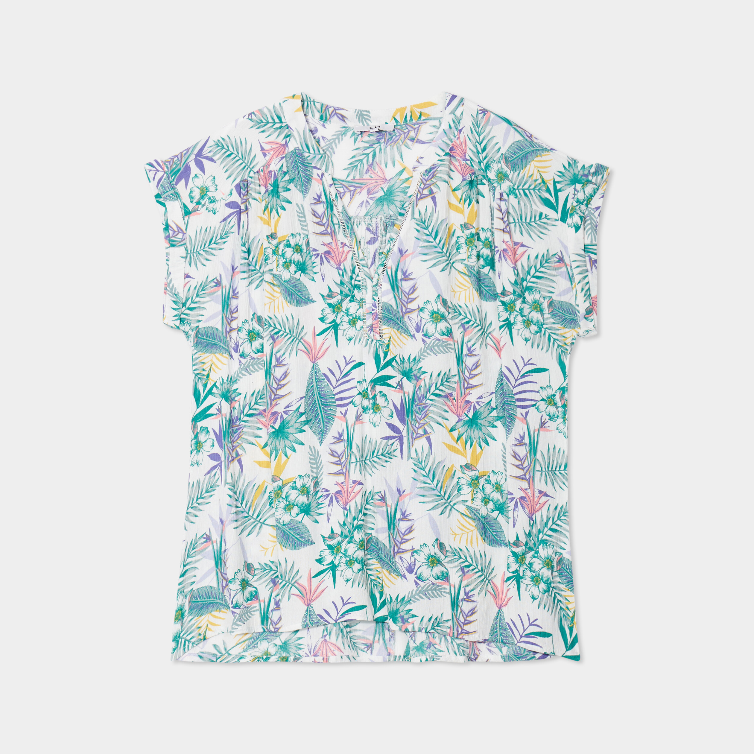 blouse crepon manches courtes ecru femme Blouse crépon manches courtes ecru femme