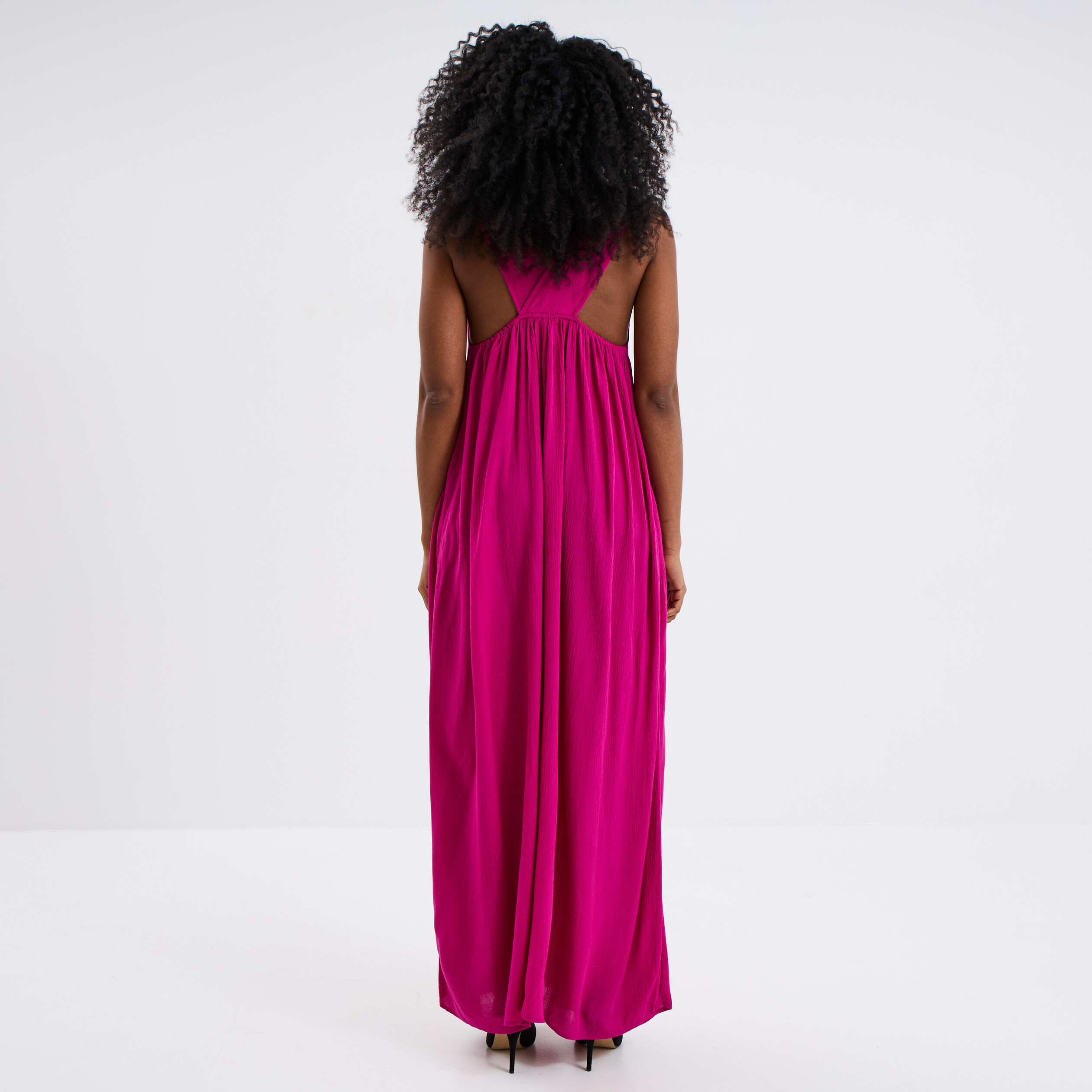 robe longue bretelles bijoux rose fushia femme Robe longue bretelles bijoux rose fushia femme