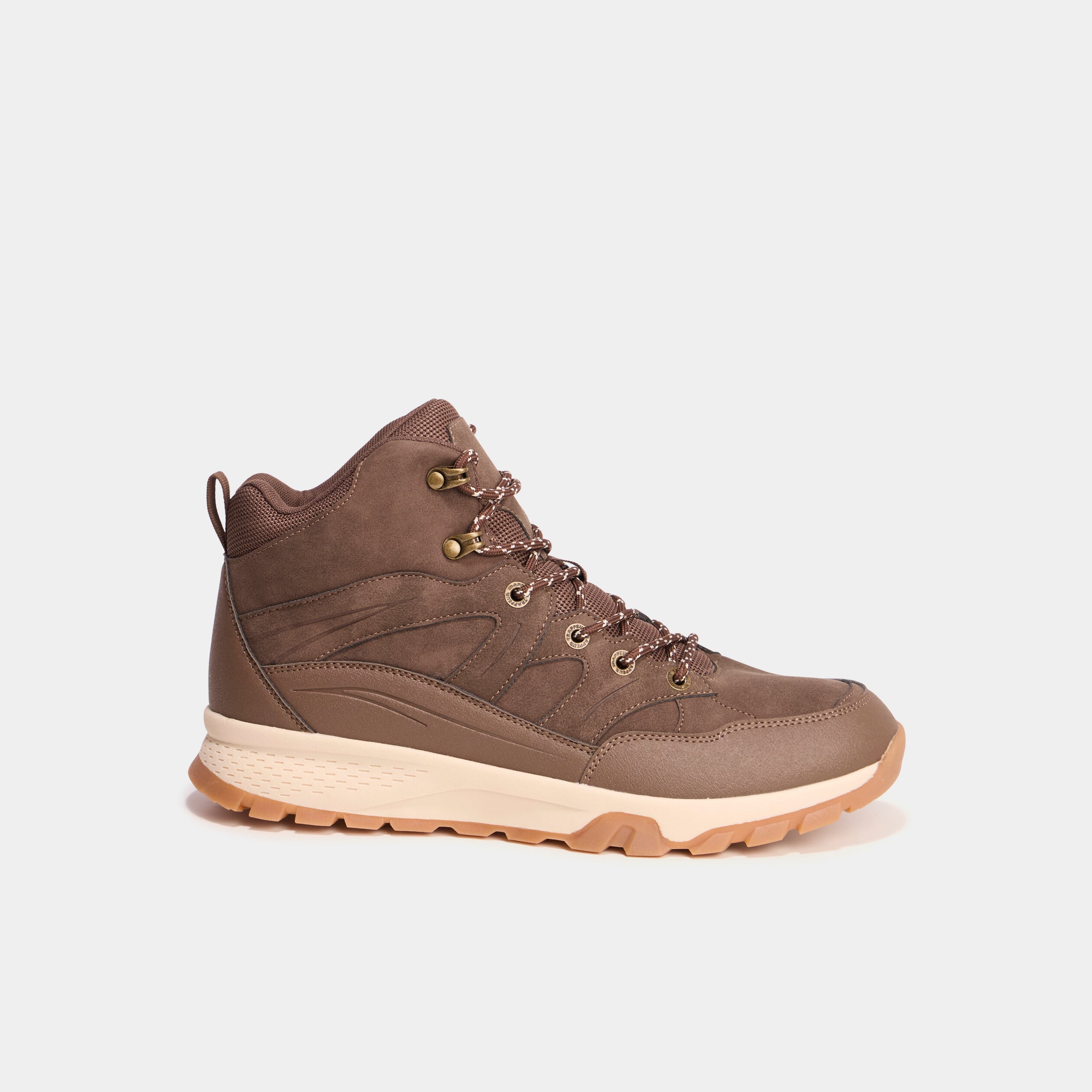 Baskets montantes &agrave; lacets marron clair homme