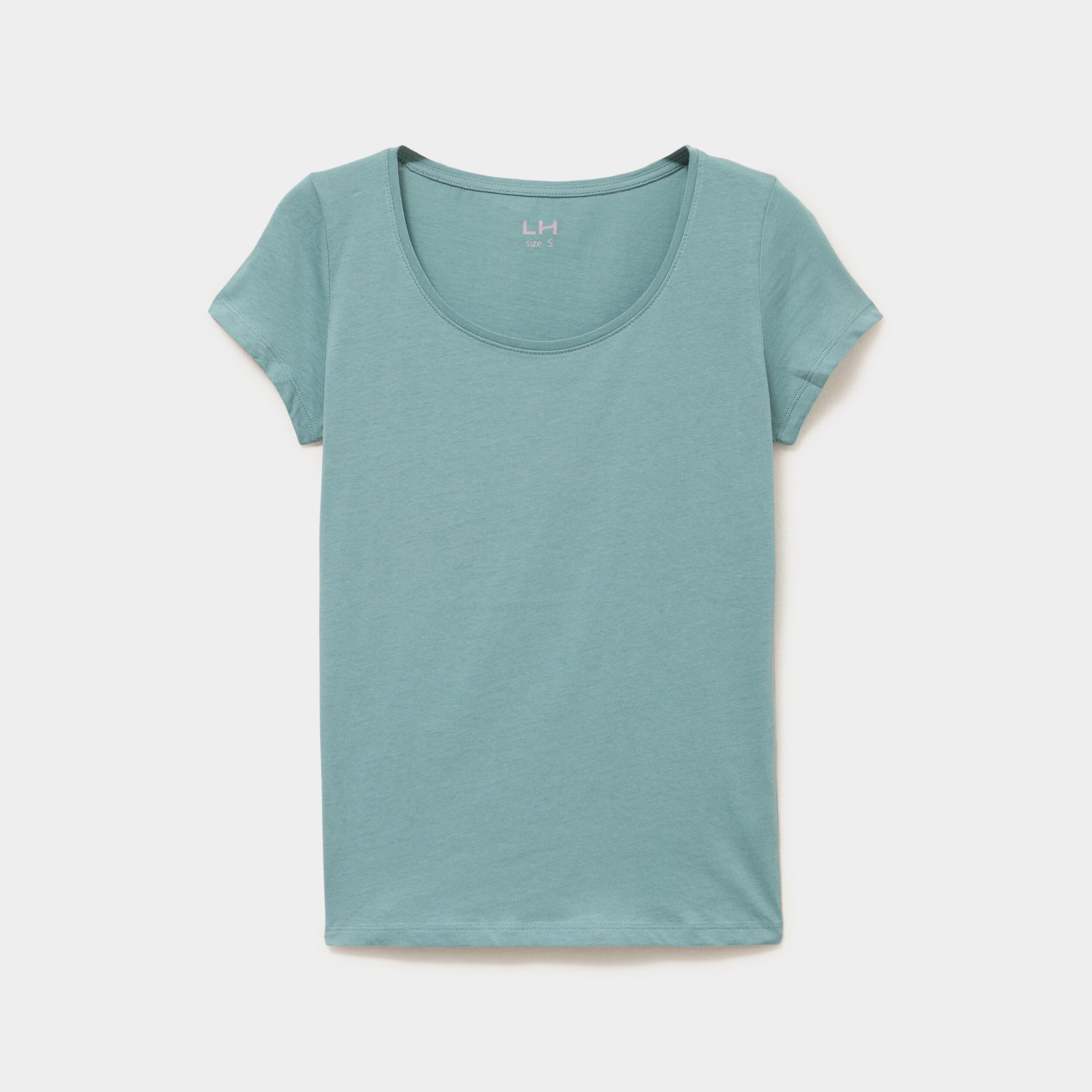 T-shirt coton col rond manches courtes bleu gris femme