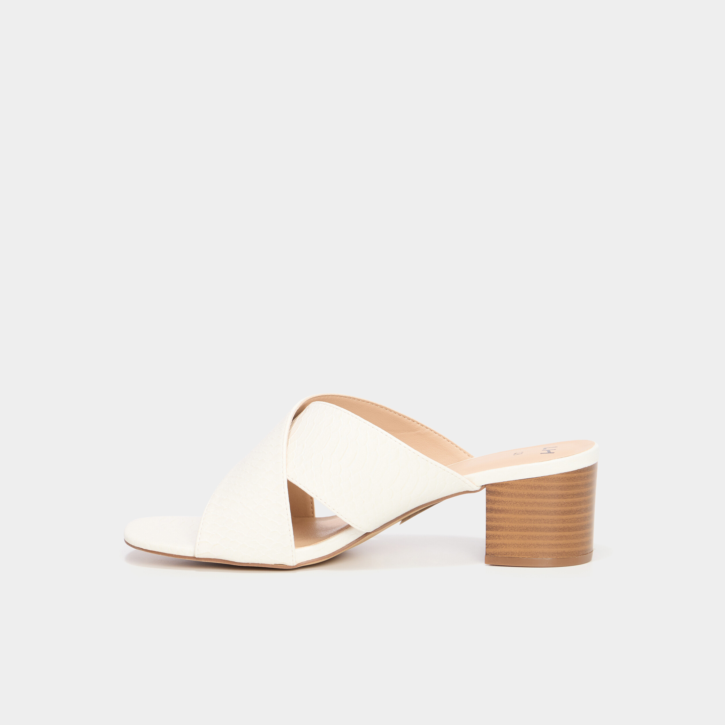Mules &agrave; talons brides crois&eacute;es blanc femme