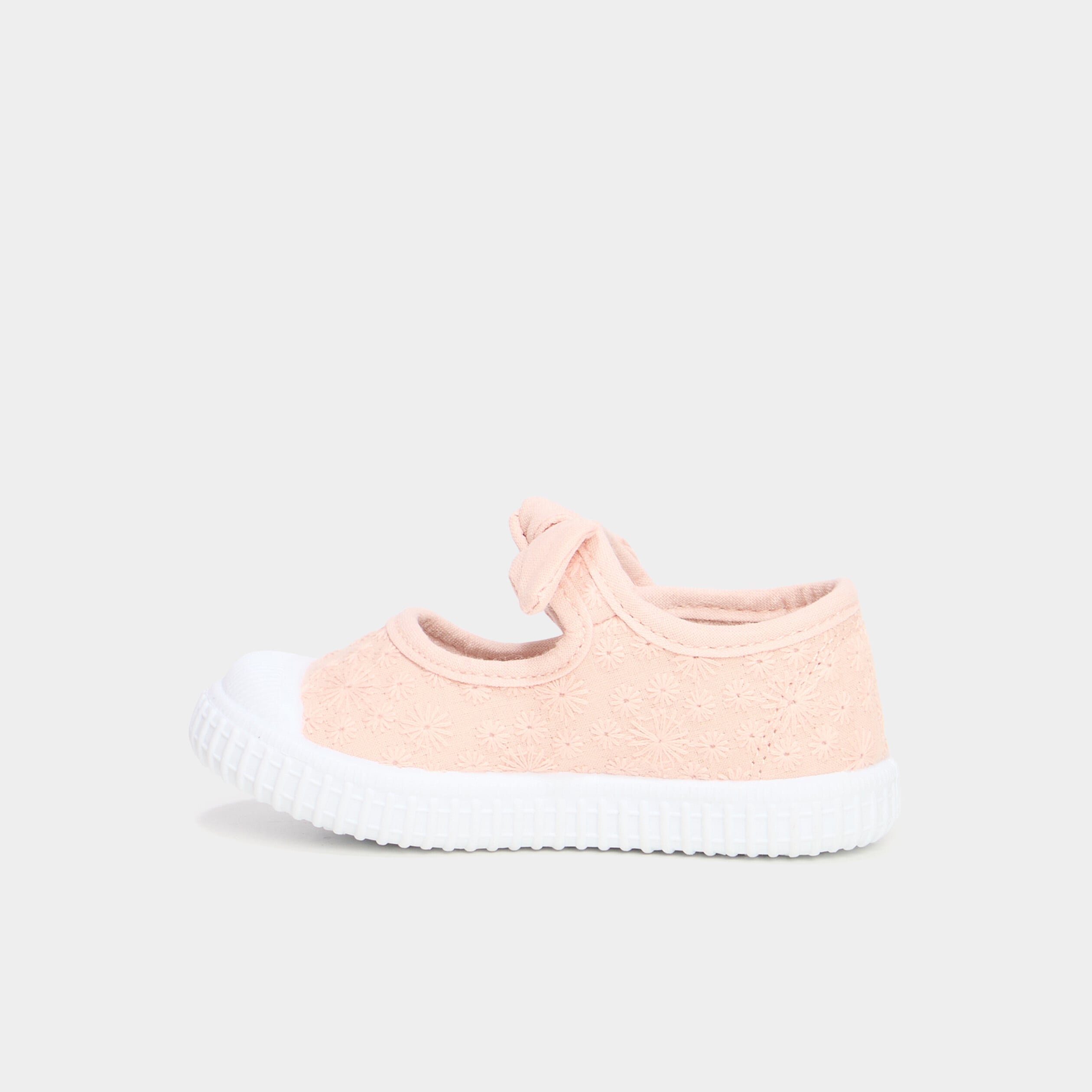 Babies brod&eacute;es renforc&eacute;es semelle souple rose b&eacute;b&eacute; fille