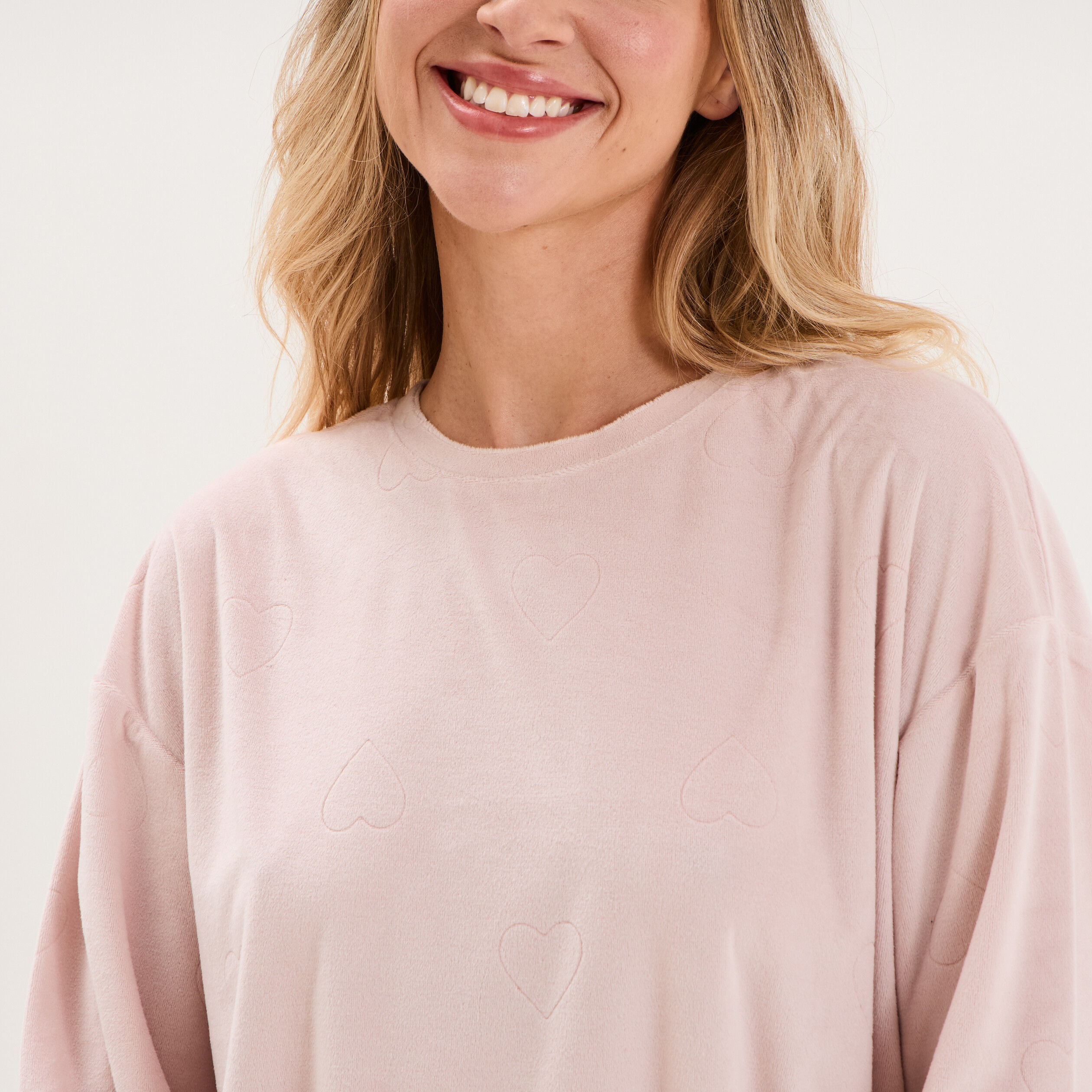 Chemise de nuit effet velours courte vieux rose femme