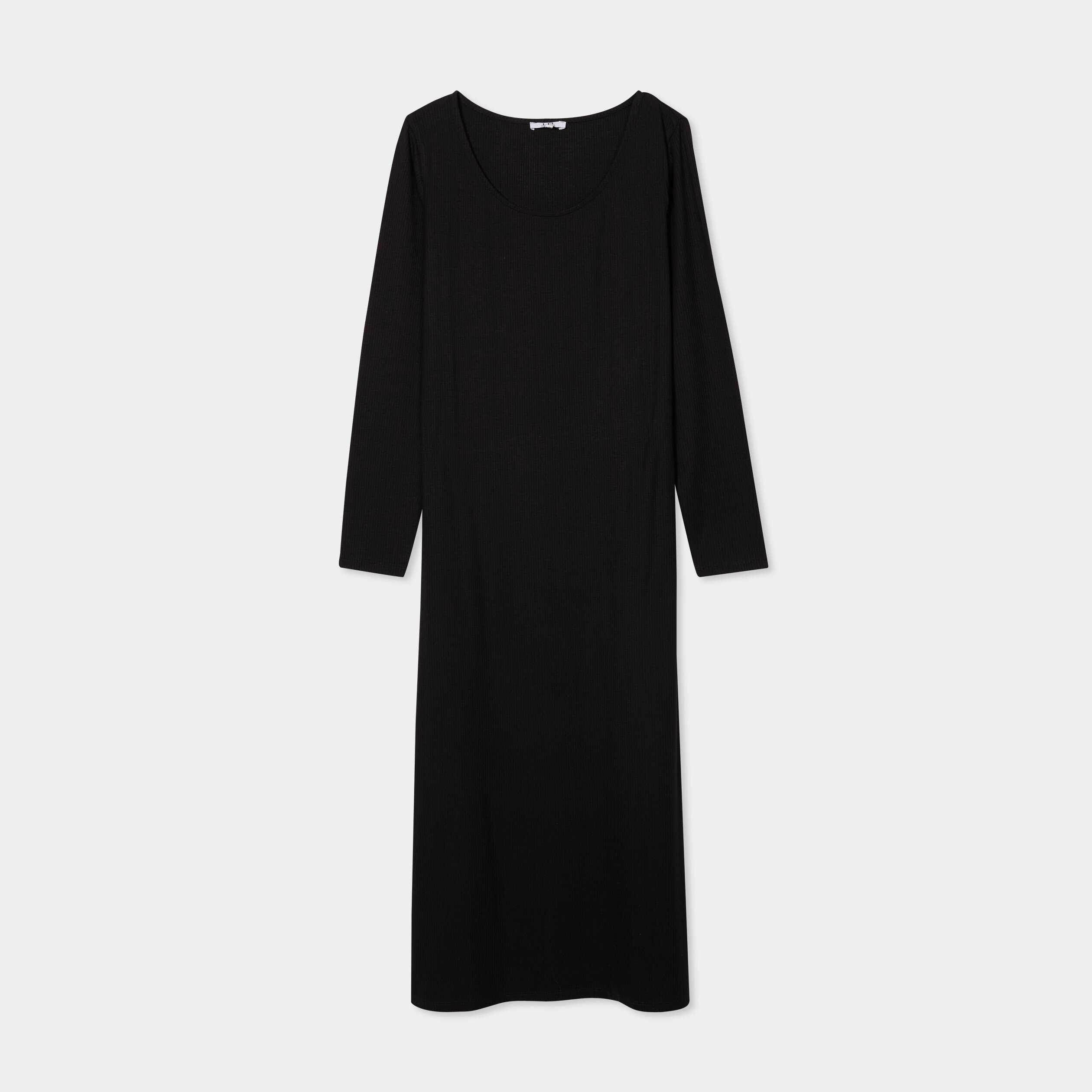 robe longue cotelee grossesse noir femmemater Robe longue côtelée grossesse noir femme maternité
