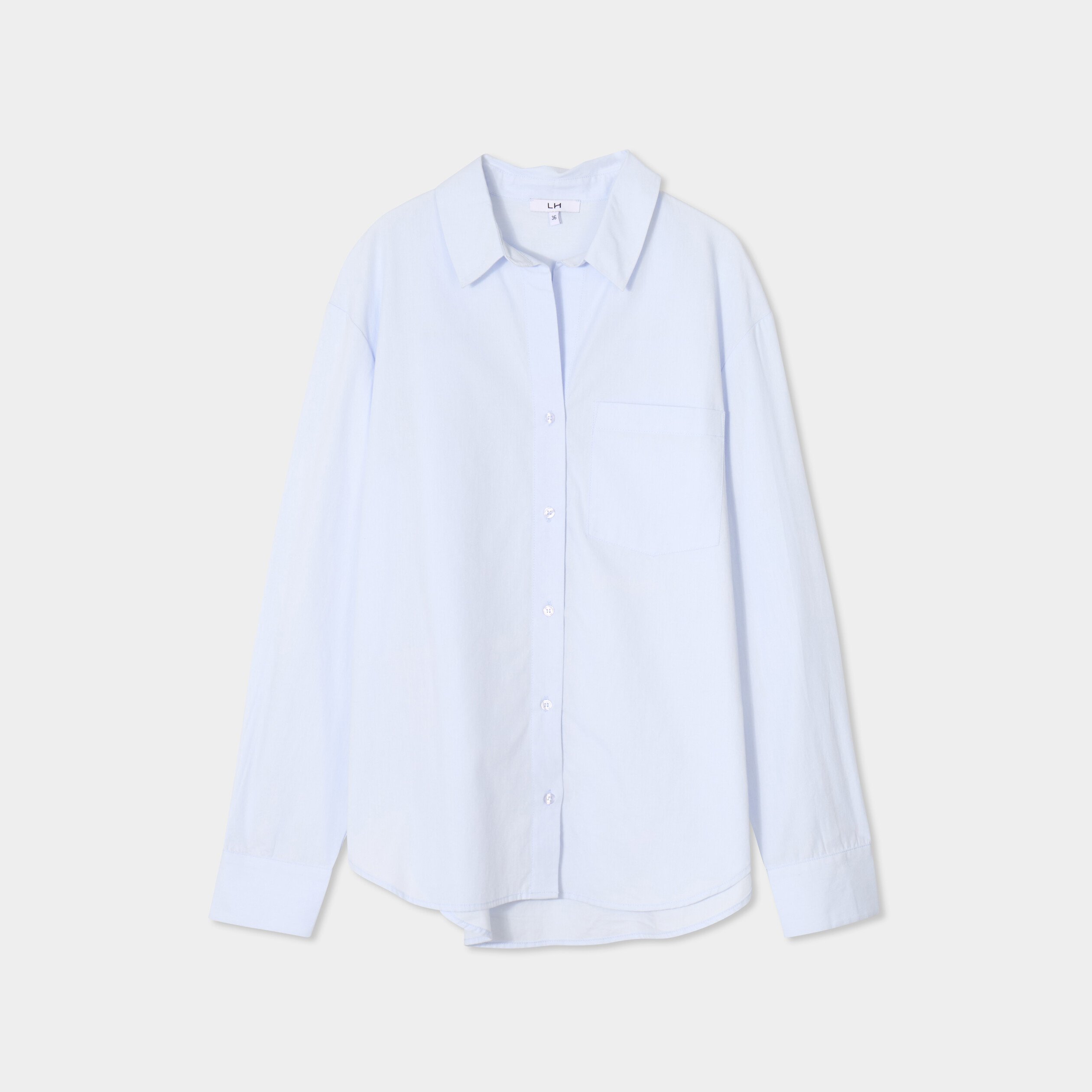 chemise oversize 1 poche coton bleu ciel femme Chemise oversize 1 poche coton bleu ciel femme