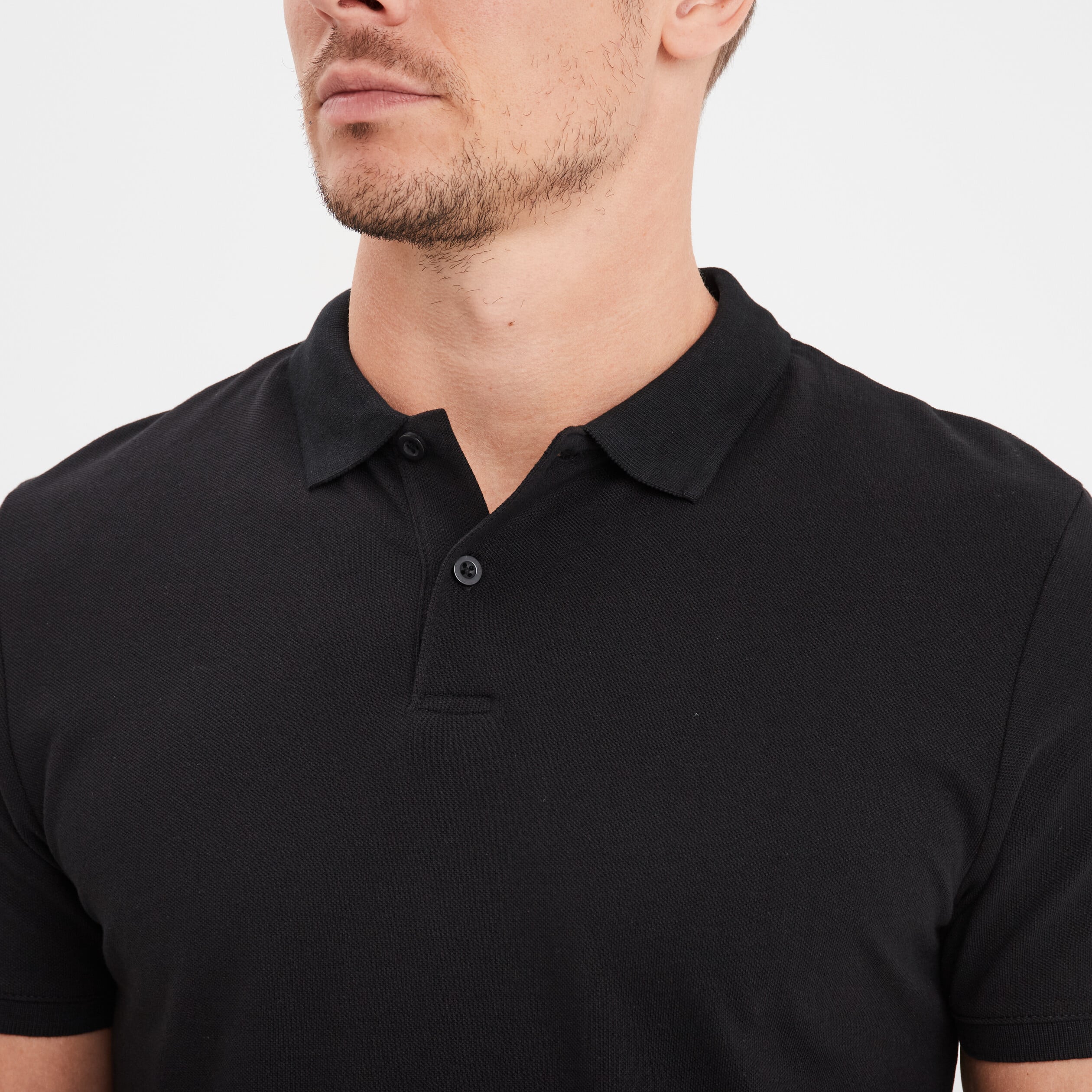 Polo en coton manches courtes noir homme