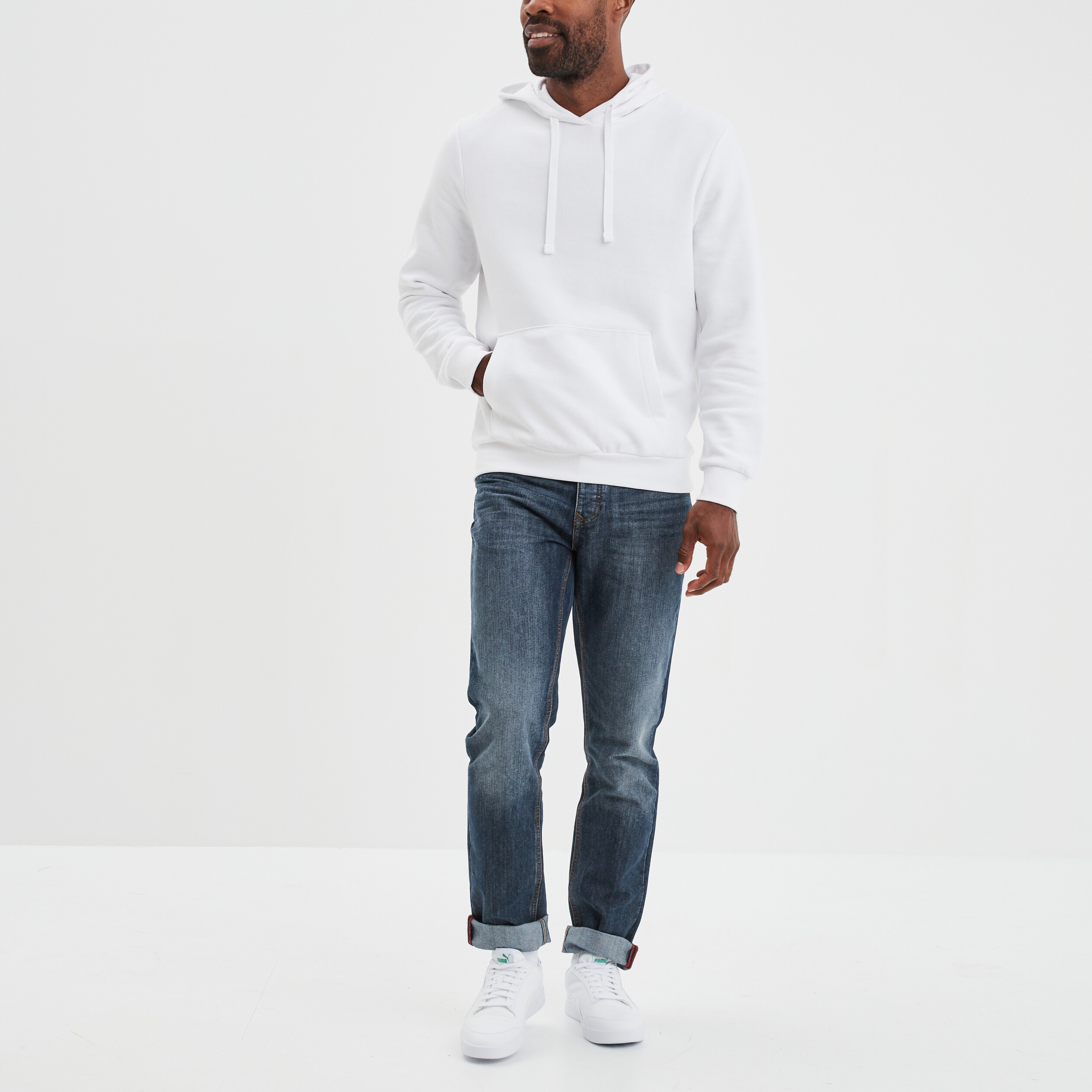 Sweat-shirt à capuche avec fermeture pour homme blanc Bolf 27B8125A