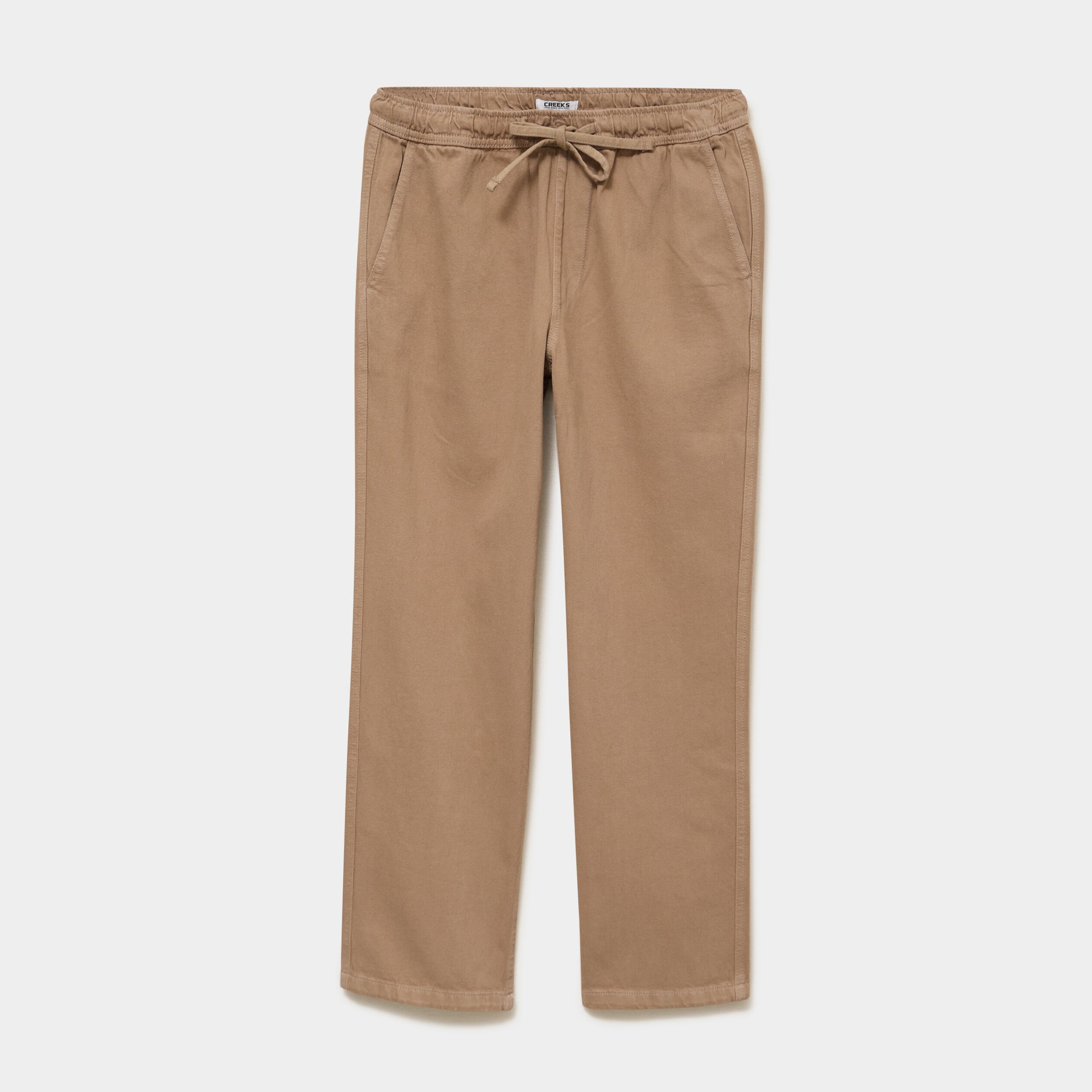 Pantalon chino droit taille &agrave; coulisse taupe homme