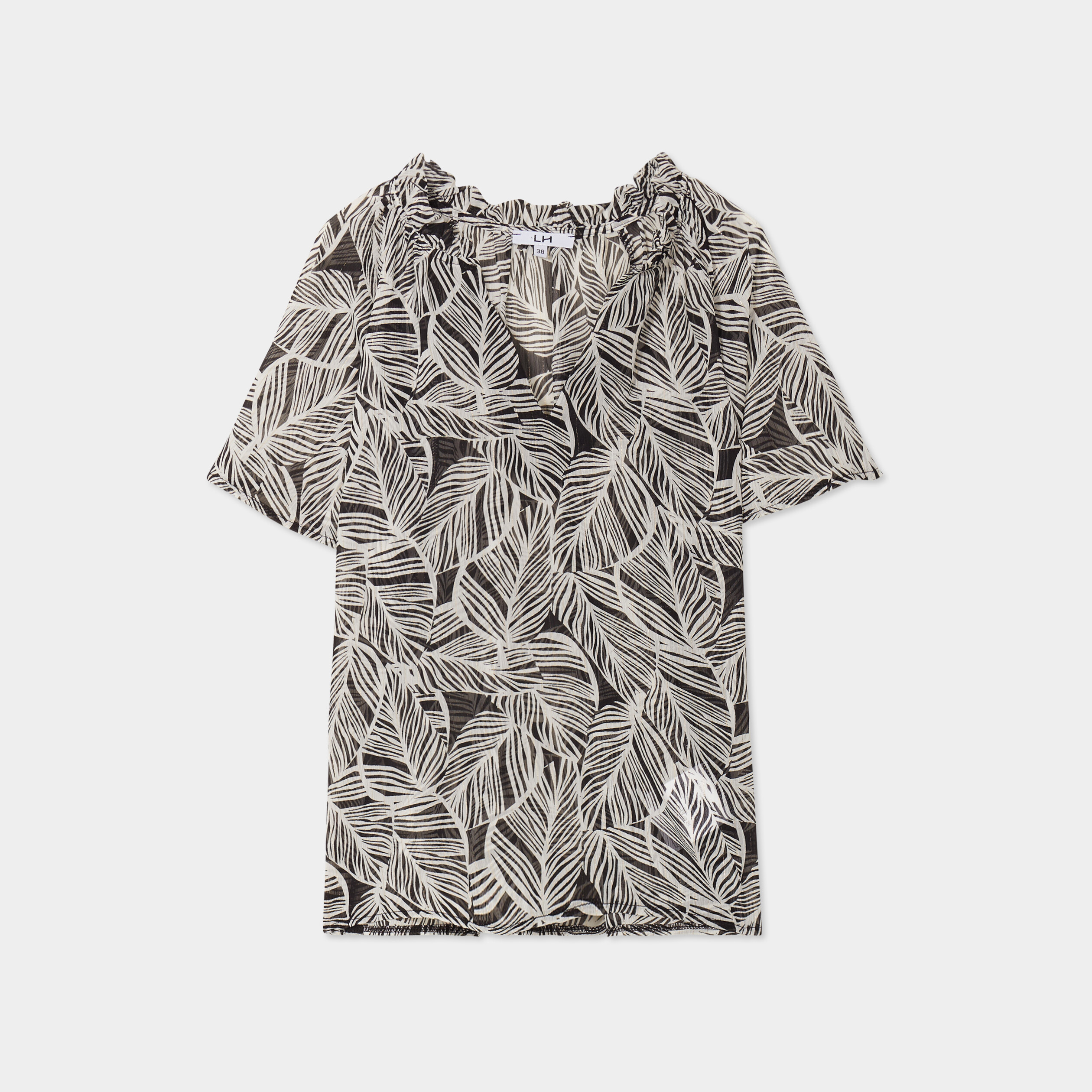 blouse manches papillons fils metallises noir femme Blouse manches papillons fils métallisés noir femme
