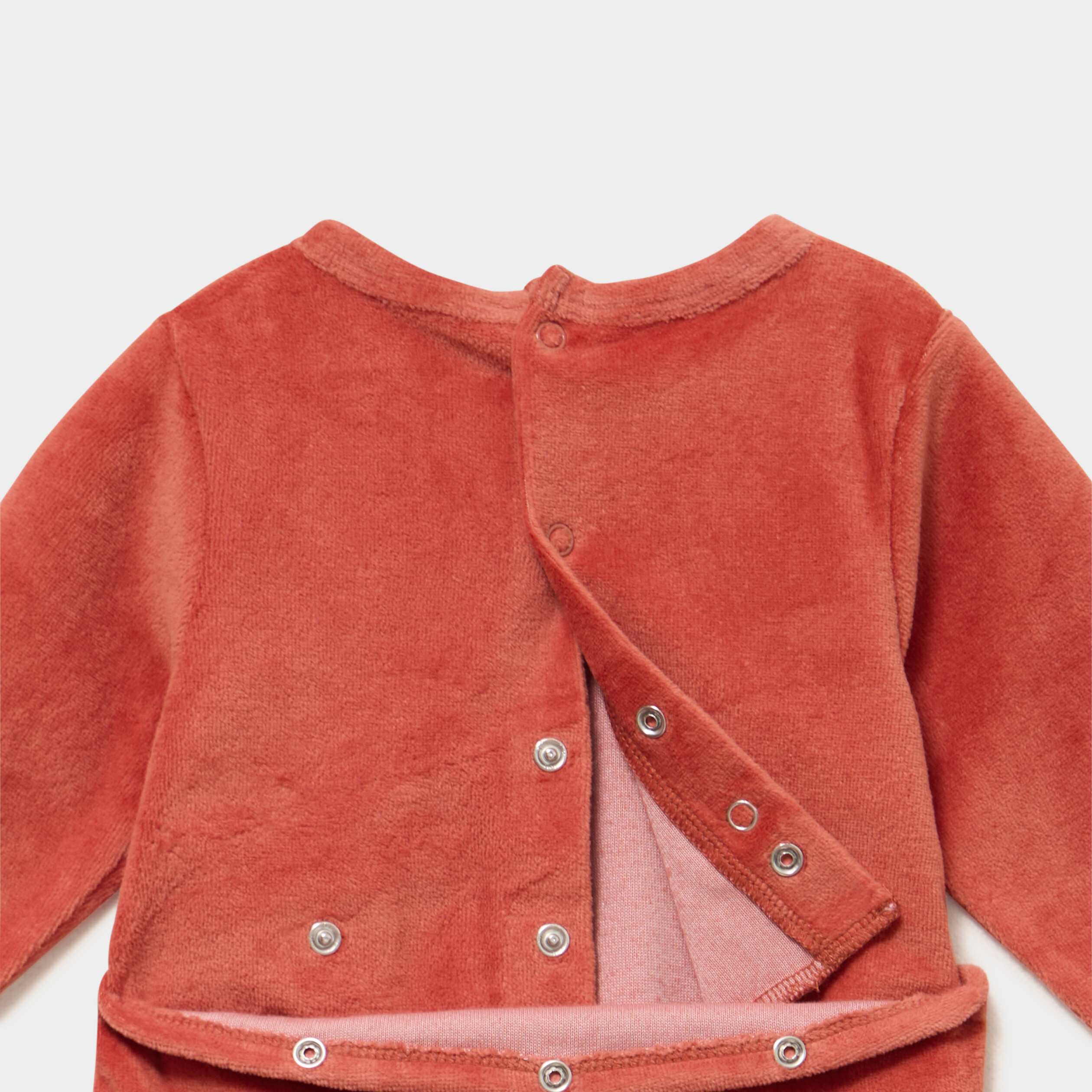 Dors-bien velours manches longues terracotta b&eacute;b&eacute;