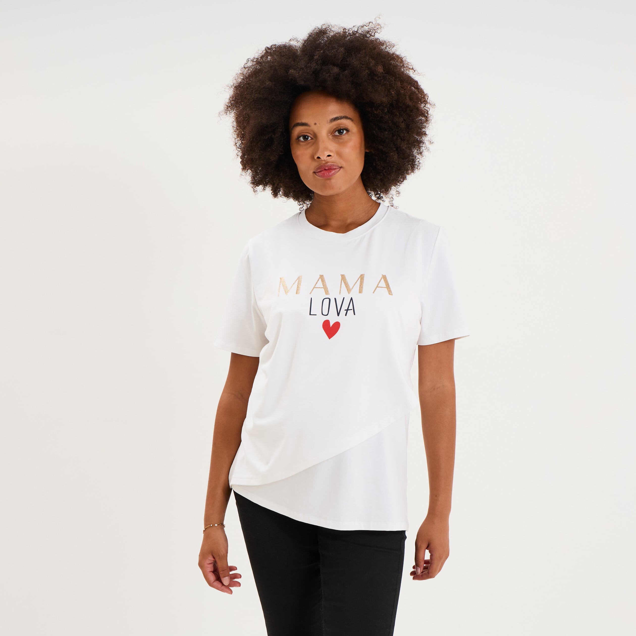 T-shirt manches courtes allaitement blanc femme maternit&eacute;