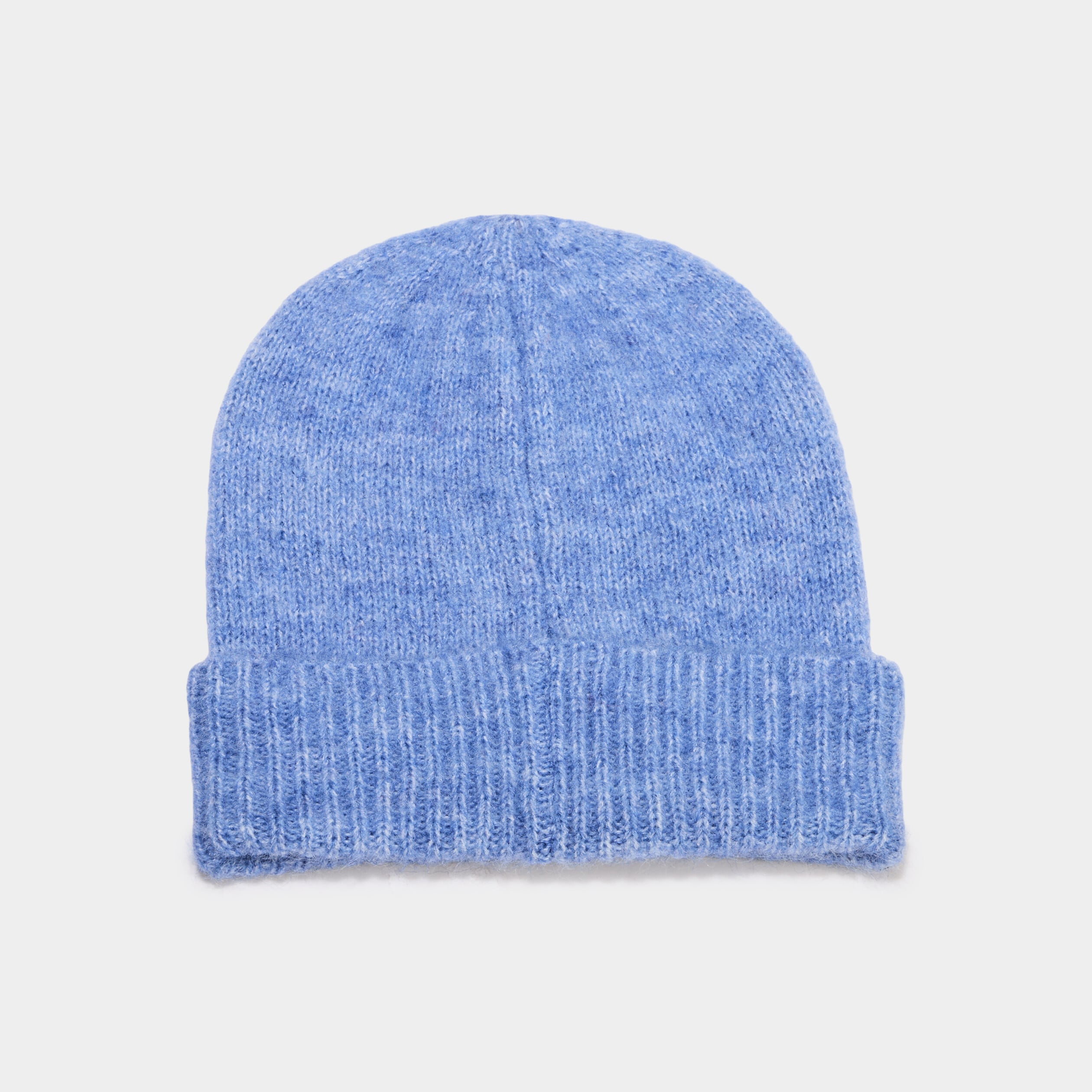 Bonnet maille c&ocirc;tel&eacute;e bleu ciel femme