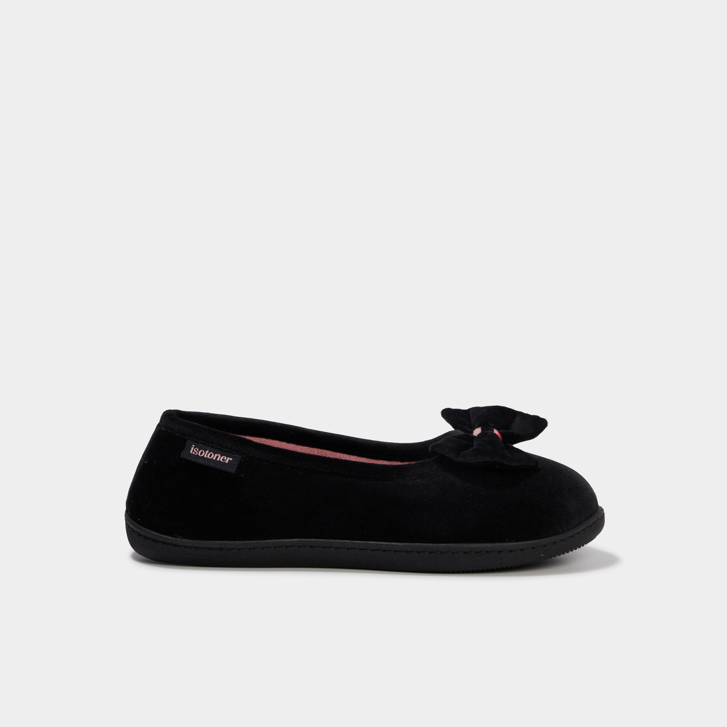 Chaussons ballerines effet velours ecru femme