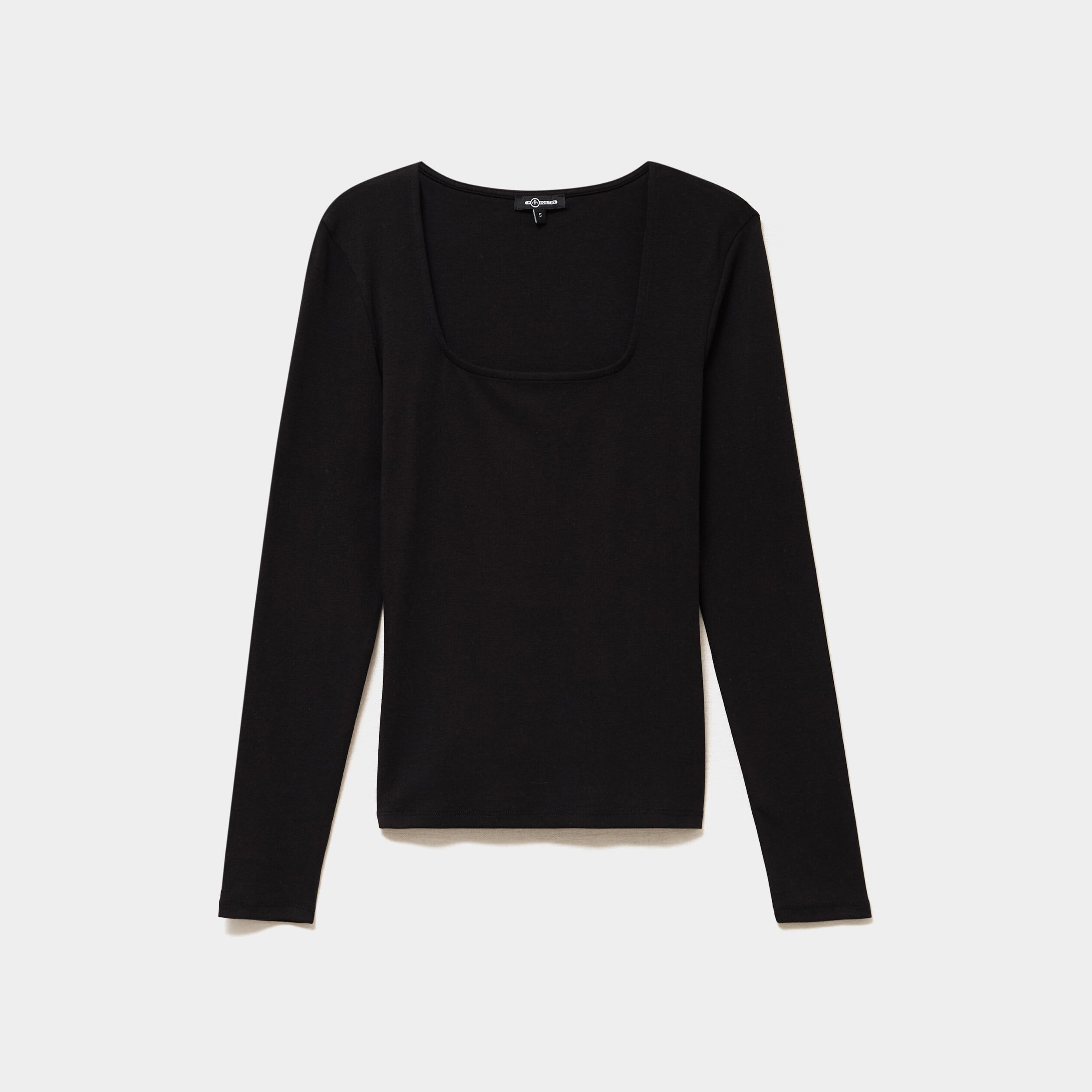 T-shirt ajust&eacute; encolure carr&eacute;e noir femme