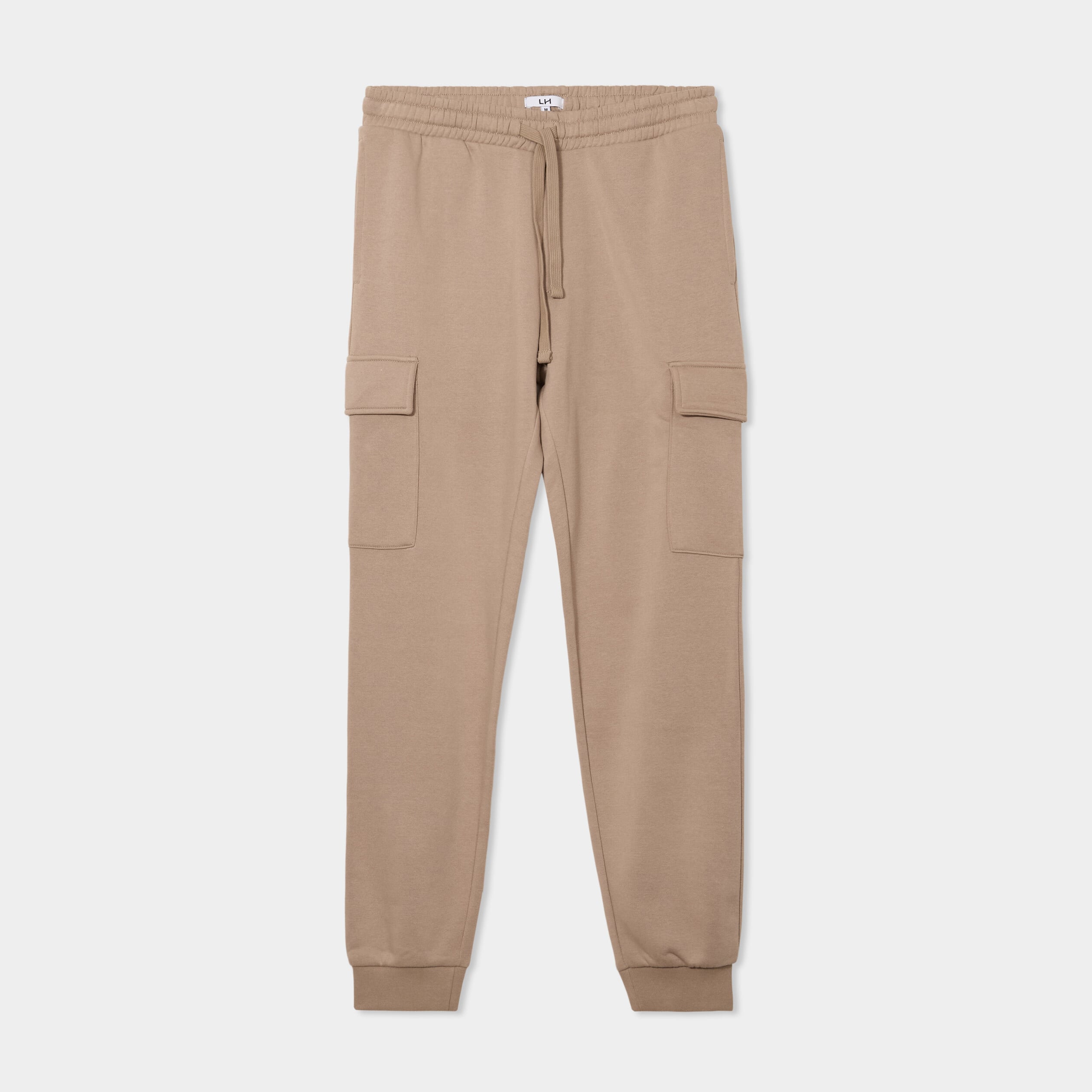 Pantalon jogging cargo molleton taupe homme