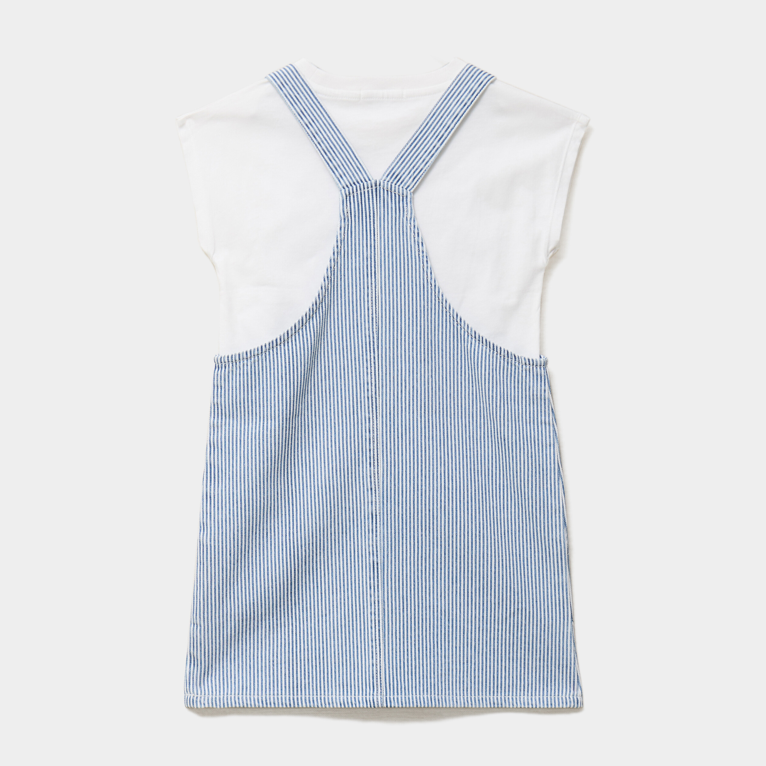 Ensemble robe salopette et t-shirt coton bleu fille