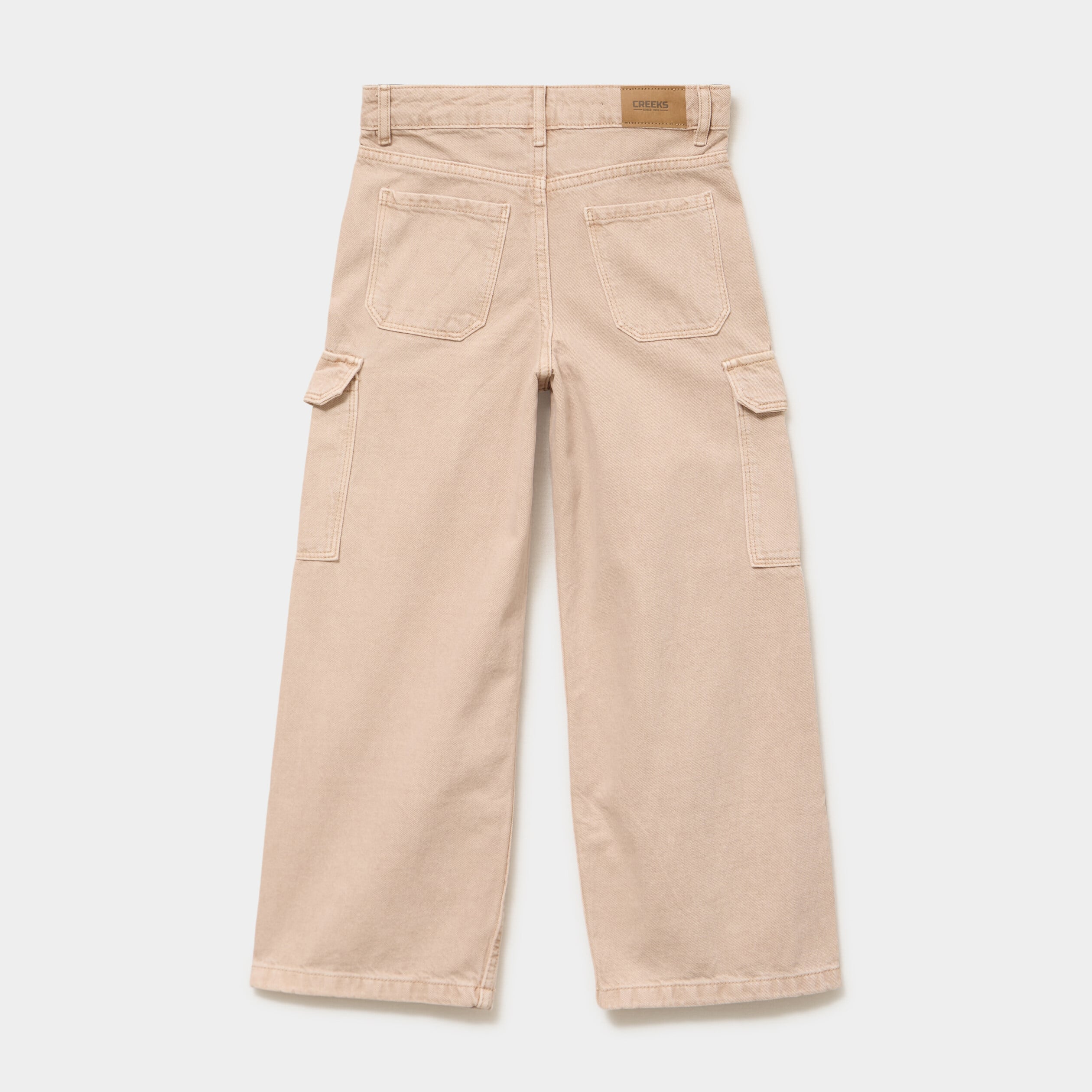 Pantalon large battle poches &agrave; rabat sable fille