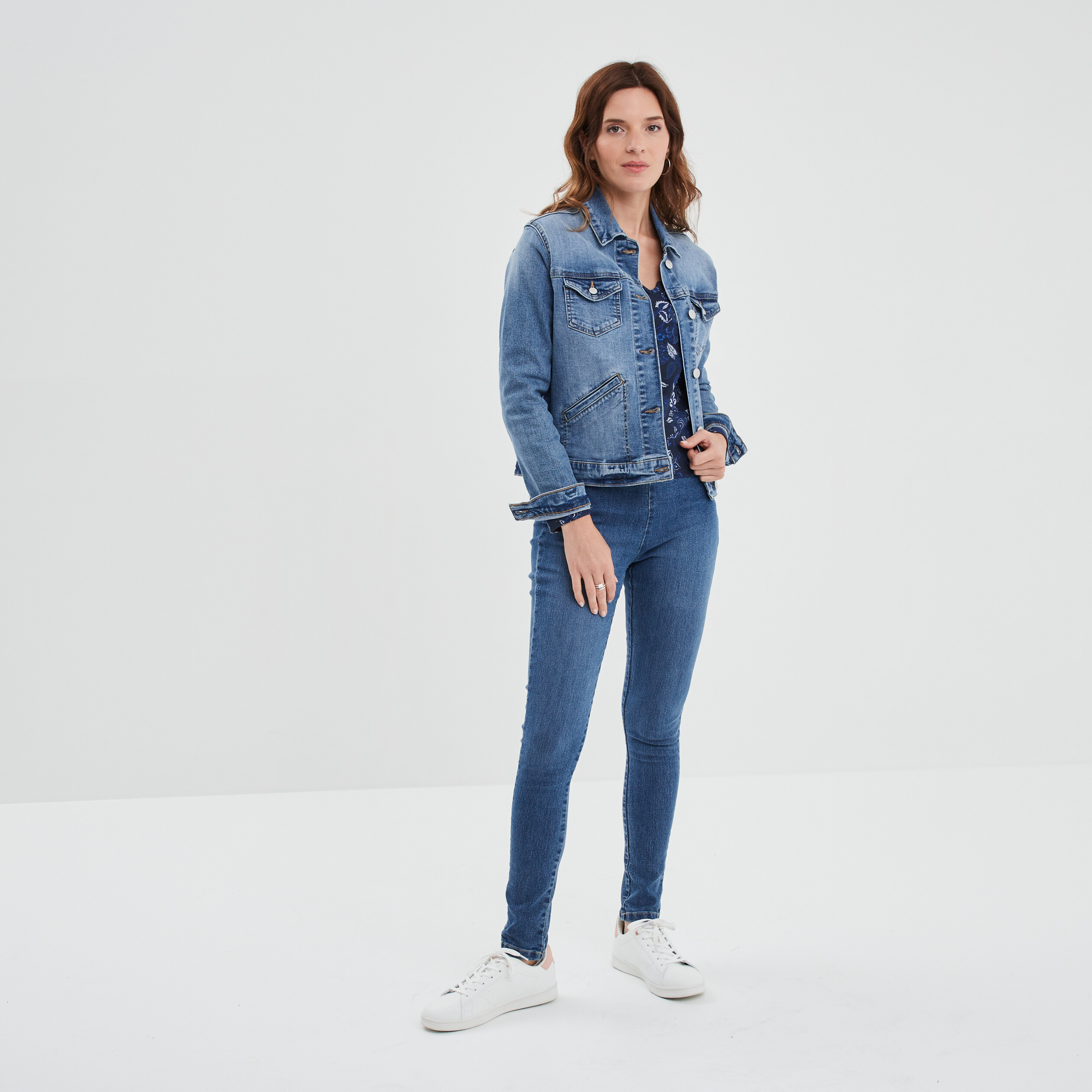 Jegging slim taille haute denim double stone femme