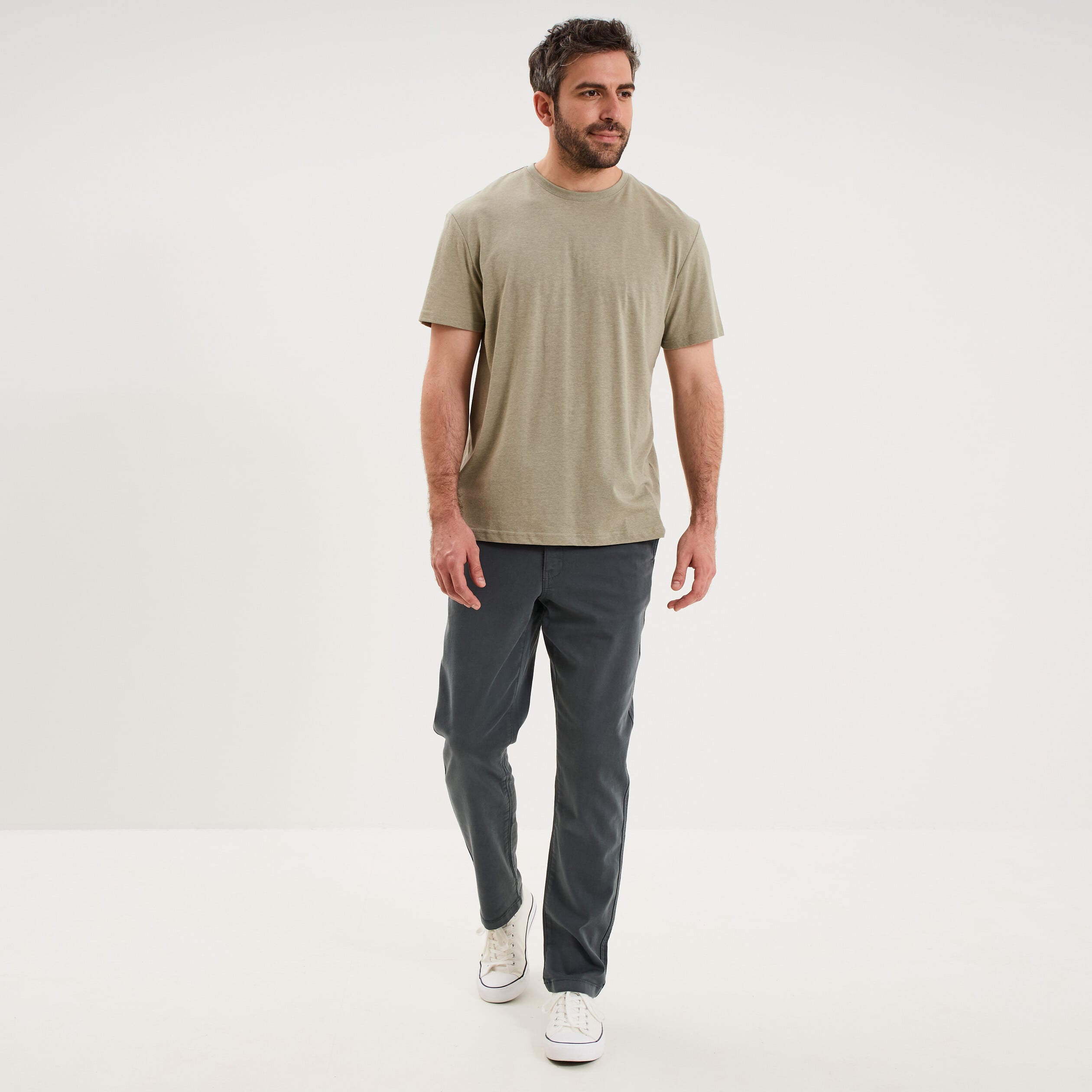 T-shirt droit en coton manches courtes vert homme