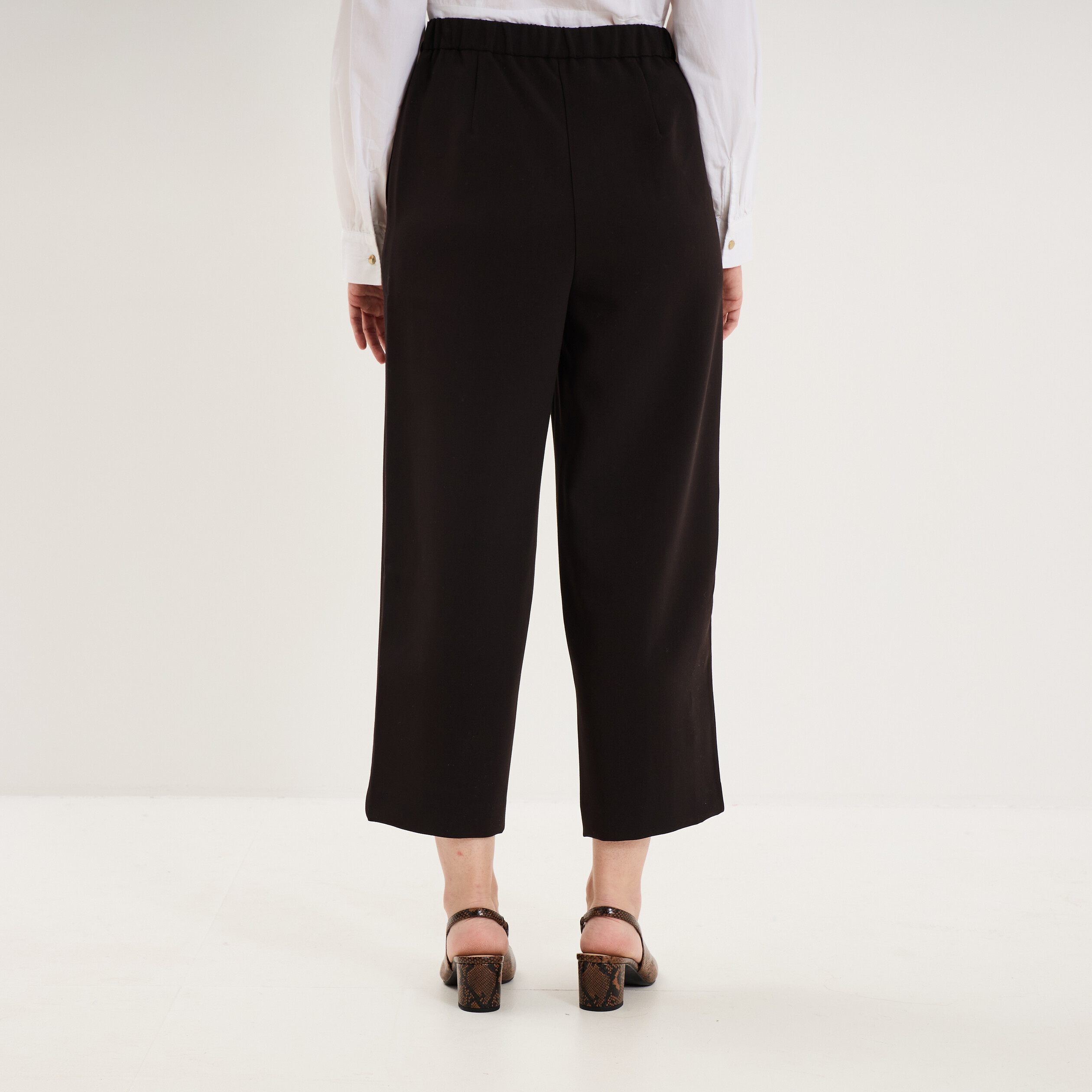Pantalon droit 7/8&egrave;me &agrave; pinces noir femme